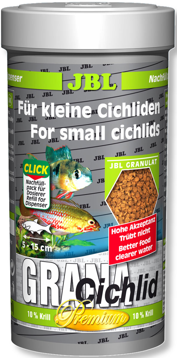 JBL Grana-Cichlid Корм класса премиум в форме гранул для плотоядных цихлид, 250 мл (110 г)JBL4056200 JBL Grana-Cichlid Корм класса премиум в форме гранул для плотоядных цихлид, 250 мл (110 г)JBL4056200JBL Grana-Cichlid - Корм класса премиум в форме гранул для плотоядных цихлид, 250 мл. (110 г.)