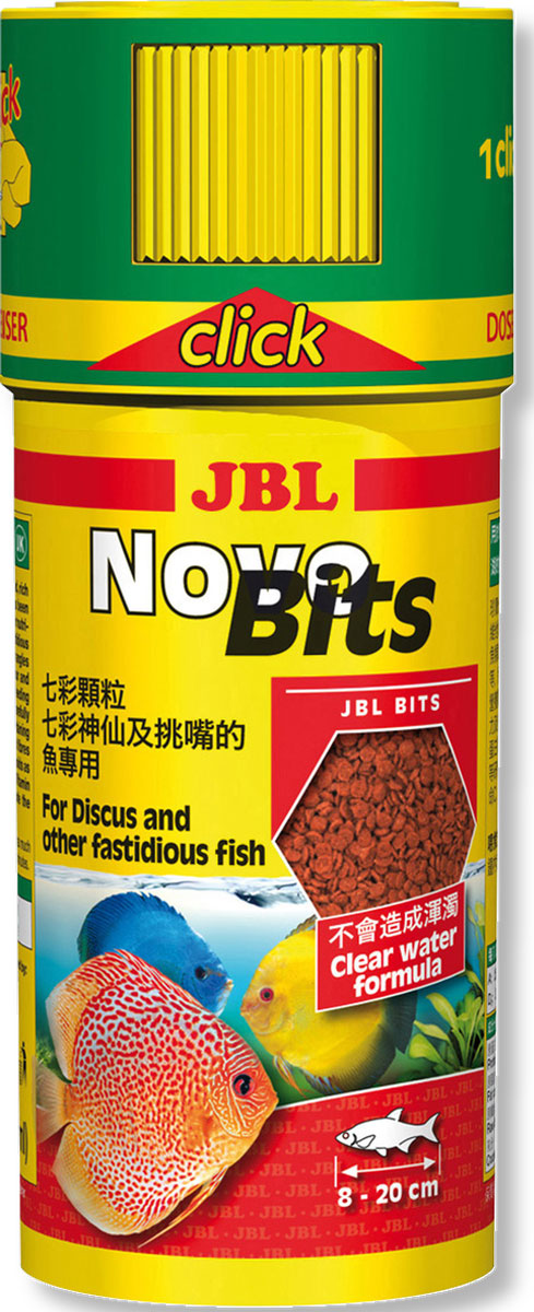 JBL NovoBits (CLICK) Корм в форме гранул для дискусов и других привередливых тропических рыб, в банке с дозатором, 250 мл (110 г)JBL3031340 JBL NovoBits (CLICK) Корм в форме гранул для дискусов и других привередливых тропических рыб, в банке с дозатором, 250 мл (110 г)JBL3031340JBL NovoBits (CLICK) - Корм в форме гранул для дискусов и других привередливых тропических рыб, в банке с дозатором, 250 мл (110 г)