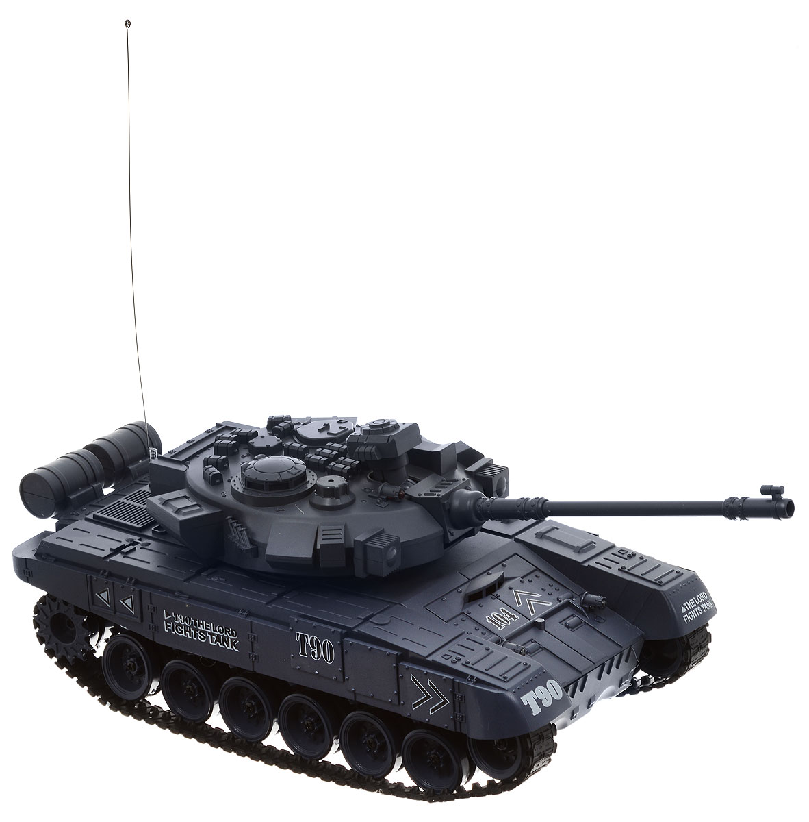 Pilotage Танк на радиоуправлении Russia T90RC18392 Pilotage Танк на радиоуправлении Russia T90RC18392Модель российского танка T90 в масштабе 1/18 с пневматической пушкой выполнена с высочайшей степенью детализации. В этой модели скрупулезно сымитированы все детали, начиная от структуры литья брони и заканчивая отличительными знаками. Модель способна повторять все движения прототипа, вплоть до поворота башни на 320 градусов и изменения угла установки ствола главного орудия. Копия этого танка стреляет пластиковыми шариками типа ВВ (6 мм), выталкиваемыми сжатым воздухом на 12 метров с силой выстрела 0,02 Дж. При желании вы можете отключить функцию стрельбы шариками при помощи выключателя, который расположен под крышкой люка, и тогда во время выстрела будут работать только световые и звуковые эффекты. Танк имеет три скорости движения вперед: 8, 10 и 12 км/ч, а также функцию заднего хода. Имитация торсионной подвески поддерживающих катков позволяет модели преодолевать неровности ландшафта и взбираться на подъемы крутизной до 45 градусов. Эта модель создана для настоящих ценителей...