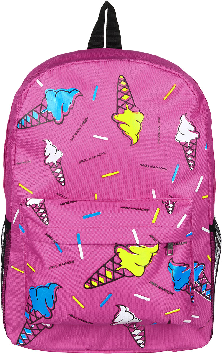 Рюкзак женский Kawaii Factory,, цвет: розовый. KW102-000233KW102-000233 Рюкзак женский Kawaii Factory,, цвет: розовый. KW102-000233KW102-000233Рюкзак женский Kawaii Factory - идеальное сочетание креативного дизайнерского подхода и простоты исполнения. Модный рюкзак с мороженым удобный и функциональный, сшит из прочного материала. В нем есть все, что нужно - одно основное отделение, закрывающееся на застежку-молнию, один внутренний накладной карман, а также карман на молнии. По бокам рюкзака имеются небольшие кармашки для различных мелочей. Благодаря отличной эргономичности прогулочный рюкзак будет практически невесомым на вашей спине. Спереди и сзади модель дополнена накладным карманом на застежке- молнии. Рюкзак оснащен широкими лямками регулируемой длины и ручкой для переноски в руке. Практичный и стильный аксессуар позволит вам завершить свой образ.