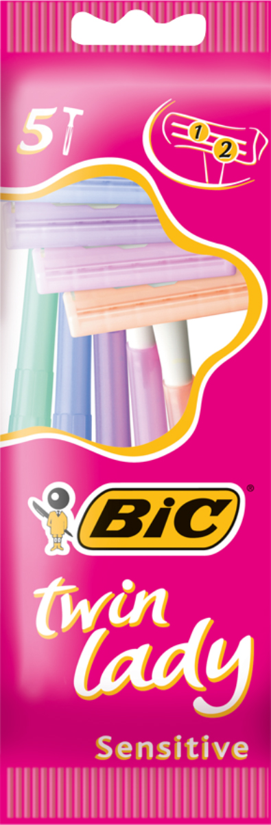 Bic Бритва Twin Lady, уп.5 шт8221133 Bic Бритва Twin Lady, уп.5 шт8221133Бритвенный станок с двумя лезвиями для женского бритья. Узкая головка бритвы - безопасное бритье чувствительных зон тела. Лезвия из нержавеющей стали высшего качества. Хромо-полимерное покрытие. Цветная ручка со скошенными краями покрыта полистиролом. 5 пастельных тонов в одной упаковке.
