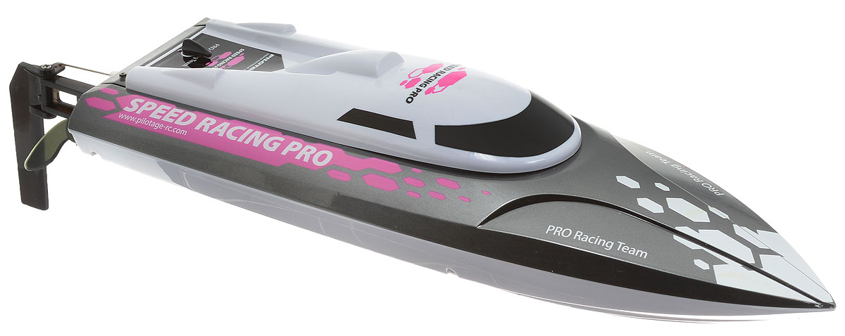 Pilotage Катер на радиоуправлении Speed Racing Pro RTR цвет серый металлик розовыйRC18170 Pilotage Катер на радиоуправлении Speed Racing Pro RTR цвет серый металлик розовыйRC18170Катер на радиоуправлении Pilotage Speed Racing Pro RTR с коллекторным электродвигателем и современной помехозащищенной радиоаппаратурой приведет в восторг вашего ребенка и станет его любимой игрушкой. Этот скоростной радиоуправляемый катер - источник адреналина, модель разгоняется до скорости 40 км/ч! Прочный V-образный корпус с функцией антиопрокидывания - даже если ваша модель, проходя поворот на высокой скорости перевернется, вам не придется ее доставать из воды. Катер имеет функцию обратного переворота в нормальное положение. Вы сможете быстро продолжить гонку. При помощи пульта управления катер может двигаться вперед, давать задний ход, поворачивать влево и вправо. Также имеется функция триммирование. Небольшой катер комплектуется мощным электромотором типа 390, который ставят на больших катерах. Водяное охлаждение двигателя позволяет длительное время кататься на максимальной скорости, не боясь перегрева. Сигнализация о низком напряжении батареи подскажет вам, когда...