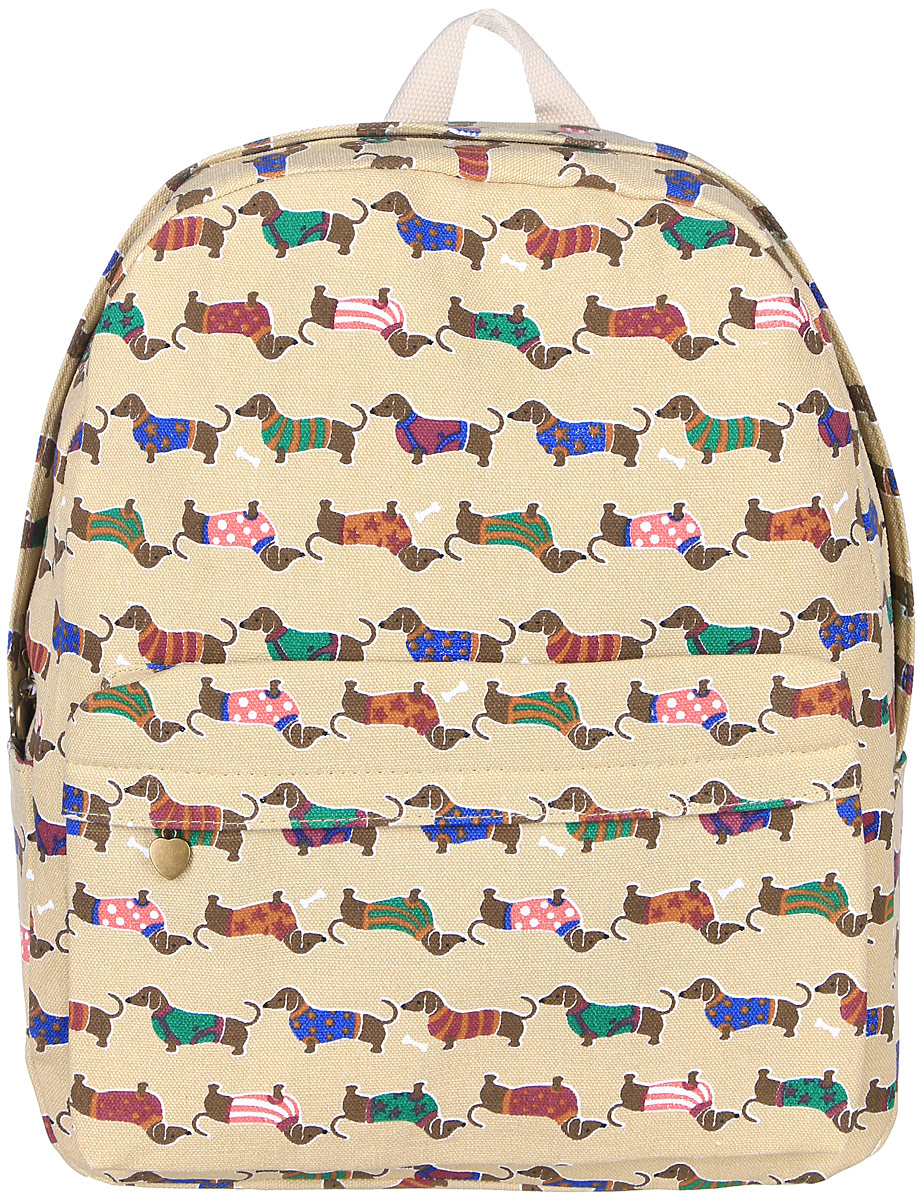 Рюкзак женский Kawaii Factory, цвет: бежевый. KW102-000248KW102-000248 Рюкзак женский Kawaii Factory, цвет: бежевый. KW102-000248KW102-000248Рюкзак женский Kawaii Factory - идеальное сочетание креативного дизайнерского подхода и простоты исполнения. Модный рюкзак с собачками удобный и функциональный, сшит из прочного материала. В нем есть все, что нужно - одно основное отделение, закрывающееся на застежку-молнию, один внутренний накладной карман, а также карман на молнии. По бокам рюкзака имеются небольшие кармашки для различных мелочей. Благодаря отличной эргономичности прогулочный рюкзак будет практически невесомым на вашей спине. Спереди модель дополнена накладным карманом на застежке-молнии. Рюкзак оснащен широкими лямками регулируемой длины и ручкой для переноски в руке. Практичный и стильный аксессуар позволит вам завершить свой образ.