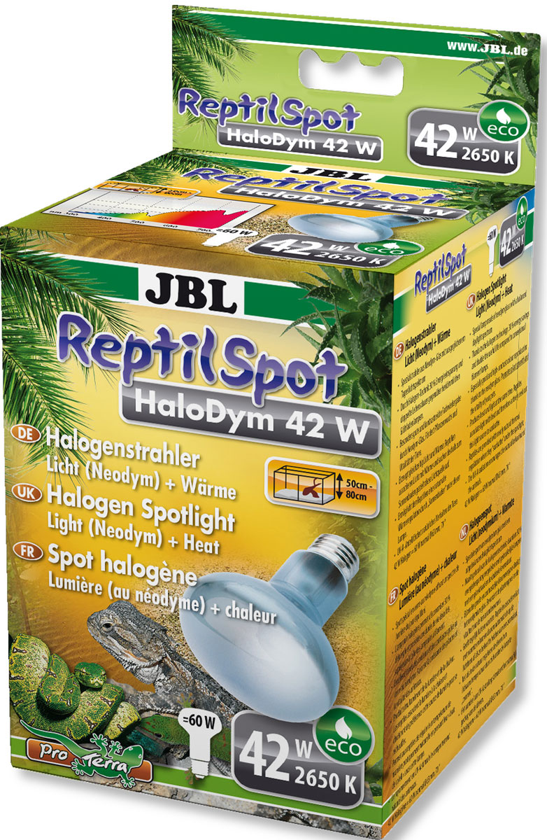 Галогеновая неодимовая лампа JBL ReptilSpot HaloDym для освещения и обогрева террариума, 42 ВтJBL6186700 Галогеновая неодимовая лампа JBL ReptilSpot HaloDym для освещения и обогрева террариума, 42 ВтJBL6186700JBL ReptilSpot HaloDym 42W - Галогеновая неодимовая лампа для освещения и обогрева террариума, 42 ватта