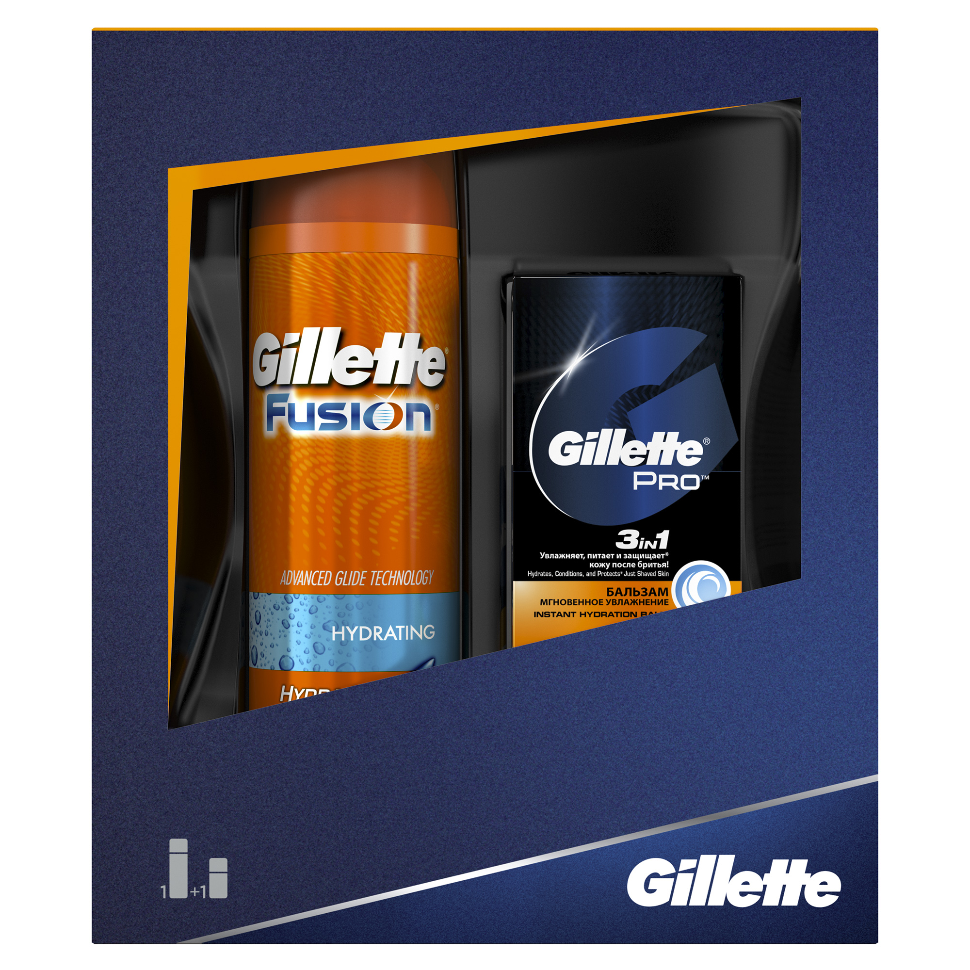 Подарочный набор Gillette Fusion: Гель для бритья Gillette Fusion HydraGel Hydrating Увлажняющий, 200 мл+Бальзам после бритья Gillette Pro 3-в-1 Instant Hydration Мгновенное увлажнение, 50 млGIL-81528187 Подарочный набор Gillette Fusion: Гель для бритья Gillette Fusion HydraGel Hydrating Увлажняющий, 200 мл+Бальзам после бритья Gillette Pro 3-в-1 Instant Hydration Мгновенное увлажнение, 50 млGIL-81528187Подарочный набор Gillette это премиальная линейка продуктов Gillette. Для еще более качественного бритья рекомендуем выбрать набор с продуктами Gillette Fusion ProGlide 2-в-1: средства для бритья + уход за кожей. В набор входят: Гель для бритья Gillette Fusion HydraGel Hydrating Увлажняющий,200 мл + Бальзам после бритья Gillette Pro 3-в-1 Instant Hydration Мгновенное увлажнение, 50 мл. Гель для бритья Fusion HydraGel увлажняет и смягчает щетину, помогает защитить кожу, увлажняет в процессе бритья, с усовершенствованной технологей для лучшего скольжения. Бальзам после бритья Pro 3-в-1 увлажняет благодаря высокой концентрации глицерина,витаминный комплекс (B3, B5, E) питает кожу, защищает от UVA/UVB-лучей (SPF15). . Подарочный набор Gillette Fusion для еще более качественного бритья. В набор входят:Гель для бритья Gillette Fusion HydraGel Hydrating Увлажняющий,200 мл + Бальзам после бритья Gillette Pro 3-в-1 Instant Hydration Мгновенное увлажнение, 50 мл. Гель хорошо пенится, легко...