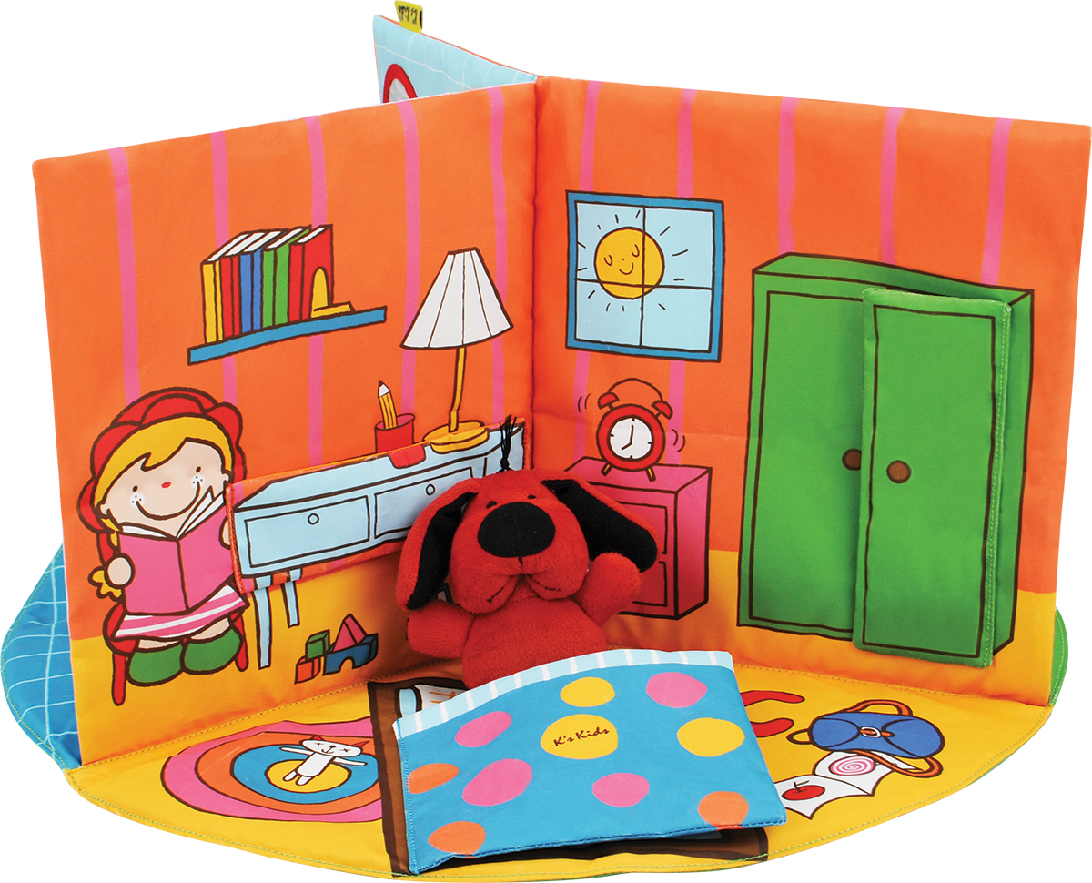 KS Kids В гостях у ПатрикаKA745 KS Kids В гостях у ПатрикаKA745Мягкая 3D книжка легко раскладывается и превращается в настоящий домик из 3 комнат (спальня, ванна и дворик). В комплекте также идёт мягкая ролевая игрушка Патрик. •В каждой комнате находятся различные развивающие элементы: текстуры, шуршалки, безопасное зеркало. •Одеяльце, и дверца открываются. •Патрик и домик выполнены из ткани которую можно стирать. •Легко складывается для хранения. Размер ролевой игрушки: 8,5 x 10 см. Размер домика: 40 x 40 х 21,5 см.