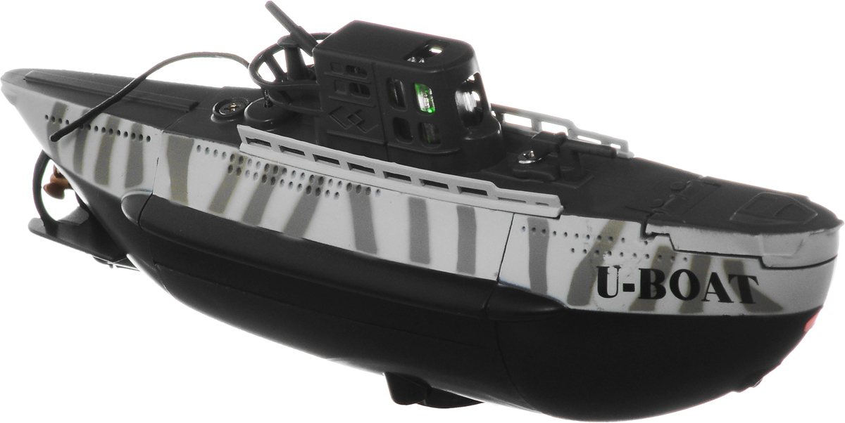 Pilotage Подводная лодка на радиоуправлении UBoat RTRRC15726 Pilotage Подводная лодка на радиоуправлении UBoat RTRRC15726Подводная лодка на радиоуправлении Pilotage UBoat RTR умеет всё, проста в использовании и управляется при помощи 3-канального передатчика. Подлодка может погружаться на глубину до 60 сантиметров и всплывать, идти вперед или задним ходом, поворачивать в любом направлении и даже крутиться на месте на 360 градусов. В передней части подлодки расположены три светодиода, что делает погружения особенно привлекательными в темноте. Максимальная скорость UBoat RTR- 0,15 узла, а одной зарядки аккумулятора хватает на 15 минут хода, причем аккумулятор модели заряжается от пульта за 20 минут, поэтому бороздить бездну аквариума можно хоть целый день. Практичная конструкция, простота в управлении, надежность - все эти качества позволяет получить массу удовольствия, запуская модель в ванной или в аквариуме и даже в небольшом чистом водоеме. Погружайтесь, оставайтесь на поверхности, маневрируйте, а если есть единомышленники и друзья - покупайте несколько лодок, и устраивайте...