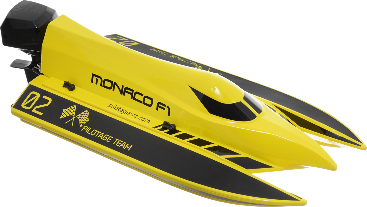 Pilotage Катер на радиоуправлении Monaco F1 RTRRC13631 Pilotage Катер на радиоуправлении Monaco F1 RTRRC13631Катер на радиоуправлении Pilotage Monaco F1 RTR с влагозащитной электроникой и современной двухканальной радиоаппаратурой приведет в восторг любого мальчишку. Этот скоростной радиоуправляемый катер создан для гонок на огромной скорости и разгоняется до скорости 40 км/ч! Прочный V-образный корпус имеет функцию антиопрокидывания - даже если ваша модель, проходя поворот на высокой скорости перевернется, вам не придется ее доставать из воды. Катер имеет функцию обратного переворота в нормальное положение. Данная модель практически летит над водой, слегка касаясь ее поверхности реданами и гребным винтом, из-под которого веером вздымается шлейф брызг. Водяное охлаждение двигателя позволяет длительное время носиться на максимальной скорости, не боясь перегрева. Сигнализация о низком напряжении батареи подскажет вам, когда необходимо закончить заезд, чтобы пригнать катер к берегу. Катер комплектуется современной радиоаппаратурой, которая гарантирует пропорциональное...