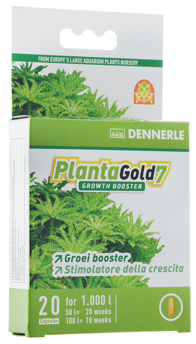 Удобрение для аквариумных растений Dennerle Planta Gold 7, стимулятор роста, в капсулах, 20 штDEN4553 Удобрение для аквариумных растений Dennerle Planta Gold 7, стимулятор роста, в капсулах, 20 штDEN4553Удобрение в капсулах для стимуляции роста аквариумных растений. - Ускоряет рост в любом аквариуме. - Рецепт успеха от питомника аквариумных растений. - Натуральные растительные энзимы стимулируют деление клеток. - Активное железо обеспечивает сочную зелень листьев. - Даже самые привлекательные растения становятся еще красивее. - Помогает при замедленном росте. Дозировка: 1 капсула на 50 литров аквариумной воды раз в неделю. Вес: 9,2 г. Количество капсул: 20 шт. Товар сертифицирован.