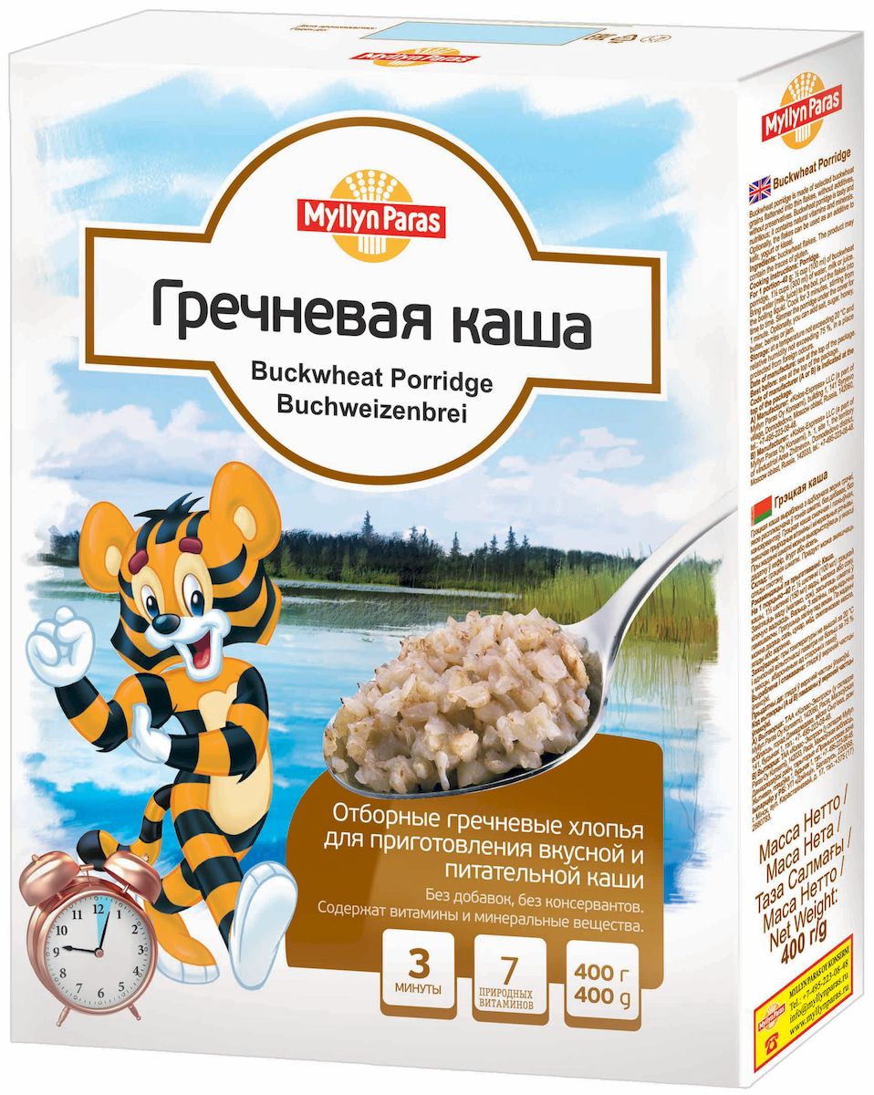 Myllyn Paras каша гречневая, 400 г1068 Myllyn Paras каша гречневая, 400 г1068Гречневые каши Мюллюн Парас изготовлены из отборных гречневых зерен, расплющенных в тонкие хлопья, без добавок. Не содержит консервантов. Содержат витамины и минеральные вещества. Они великолепно подходят для приготовления вкусной и питательной каши. Также можно использовать в качестве добавки в йогурты или кисель.