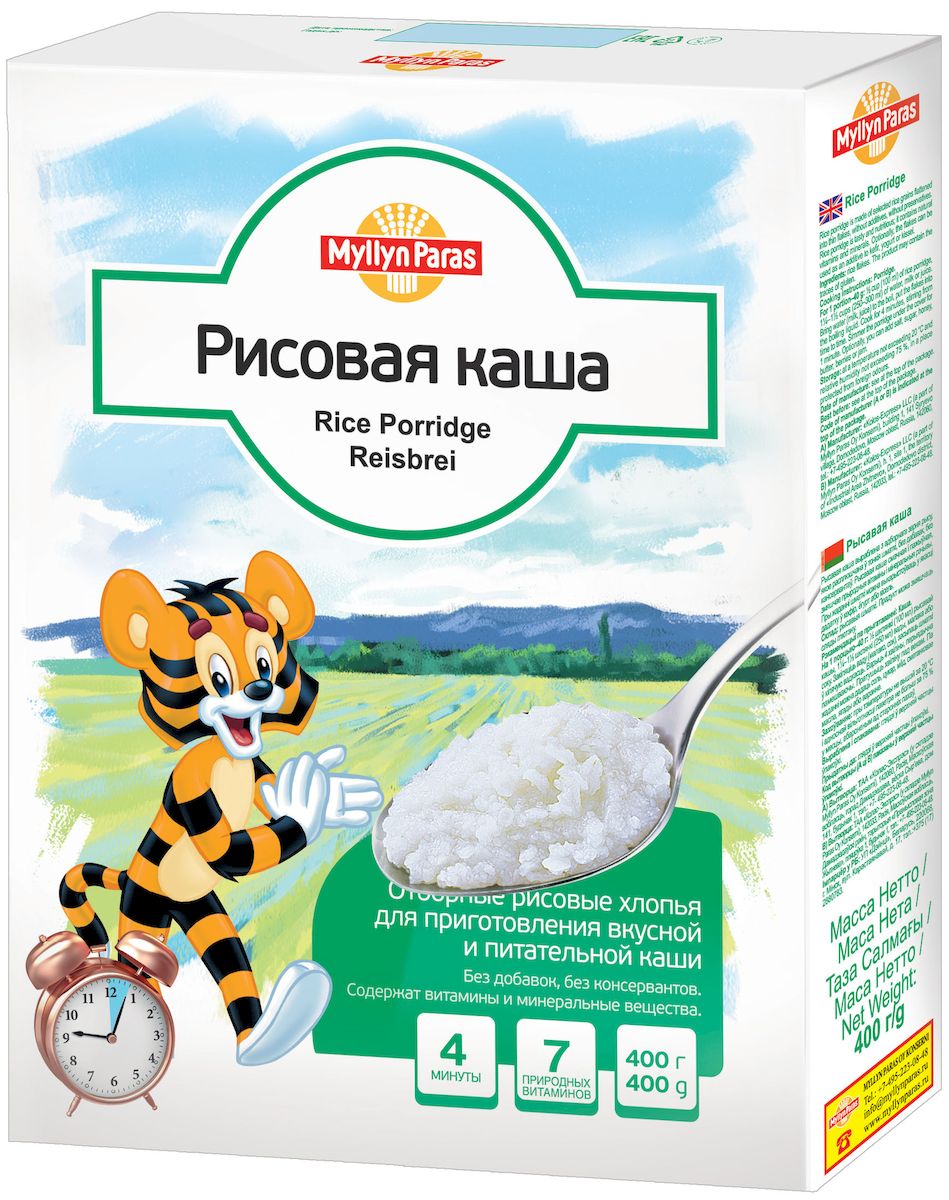 Myllyn Paras каша рисовая, 400 г1069 Myllyn Paras каша рисовая, 400 г1069Рисовые каши Мюллюн Парас изготовлены из отборных рисовых зерен, расплющенных в тонкие хлопья, без добавок. Не содержит консервантов. Содержит витамины и минеральные вещества. Они великолепно подходят для приготовления вкусной и питательной каши. Также можно использовать в качестве добавки в йогурты или кисель.