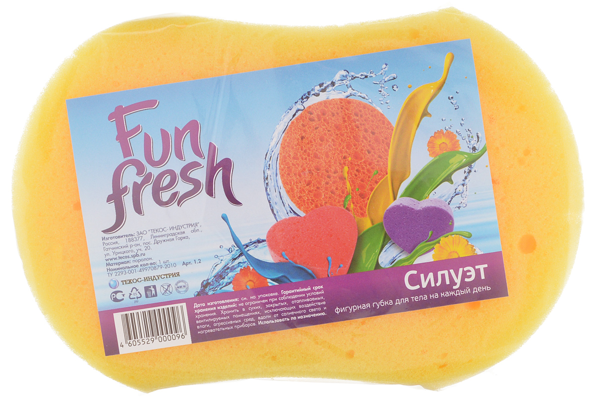 Губка для тела Fun Fresh Силуэт, цвет: желтый, 15,5 х 10,5 х 5 см1.13_желтый Губка для тела Fun Fresh Силуэт, цвет: желтый, 15,5 х 10,5 х 5 см1.13_желтыйГубка для тела Fun Fresh Силуэт изготовлена из мягкого поролона. Идеально подходит для нежной, чувствительной кожи. Пористая структура губки создает воздушную пену даже при небольшом количестве геля для душа.