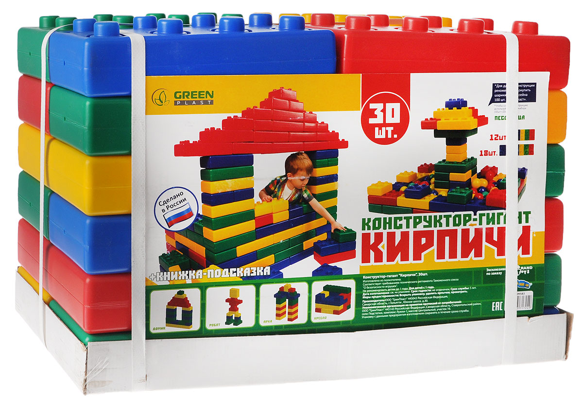 ГринПласт Конструктор Кирпичи КРК0030КРК0030 ГринПласт Конструктор Кирпичи КРК0030КРК0030Яркий конструктор Кирпичи привлечет внимание вашего ребенка и не позволит ему скучать. Ребенок почувствует себя настоящим строителем, возводя множество ярких архитектурных сооружений из гигантских разноцветных кирпичиков. Элементы конструктора крупные, поэтому ребенку будет легко и удобно играть с ними. Все элементы изготовлены из высококачественных материалов, которые абсолютно безопасны для ребенка. Конструктор состоит из 30 крупных деталей. Игра с конструктором поможет ребенку научиться соотносить форму и величину предметов, развить мелкую моторику рук, логическое и пространственное мышление и творческие способности, а также поспособствует развитию концентрации внимания и усидчивости.