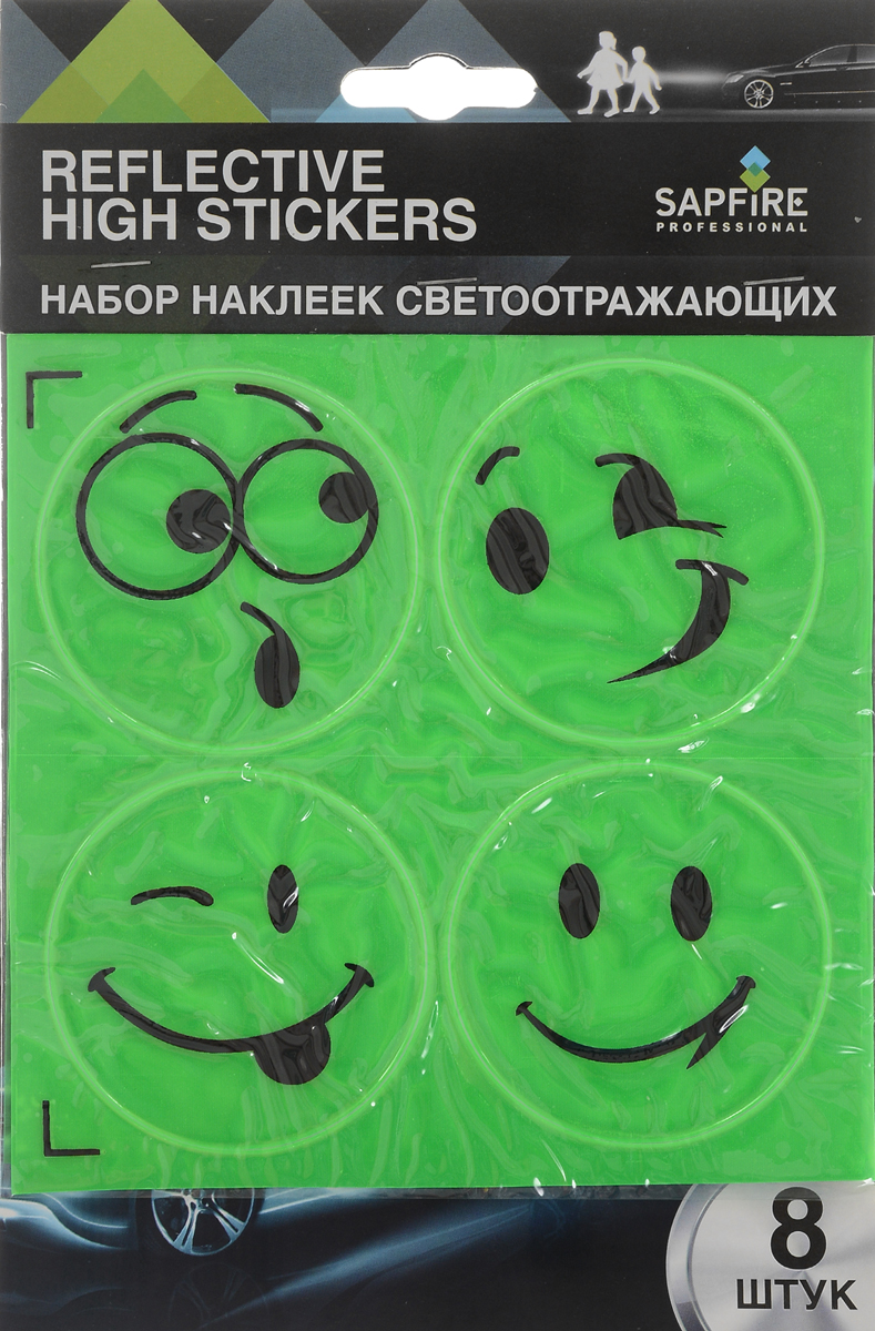 Sapfire Набор светоотражающих наклеек цвет зеленый 8 шт0007-SCH Sapfire Набор светоотражающих наклеек цвет зеленый 8 шт0007-SCHНабор светоотражающих наклеек Sapfire предназначен для увеличения видимости пешеходов и велосипедистов в темное время суток в свете фар автомобилей. Они ярко отражают свет фар и повышают безопасность на плохо освещенной дороге. Наклейки просты в использовании, их необходимо прикрепить на одежду, рюкзак или элемент велосипеда. В наборе 8 наклеек.