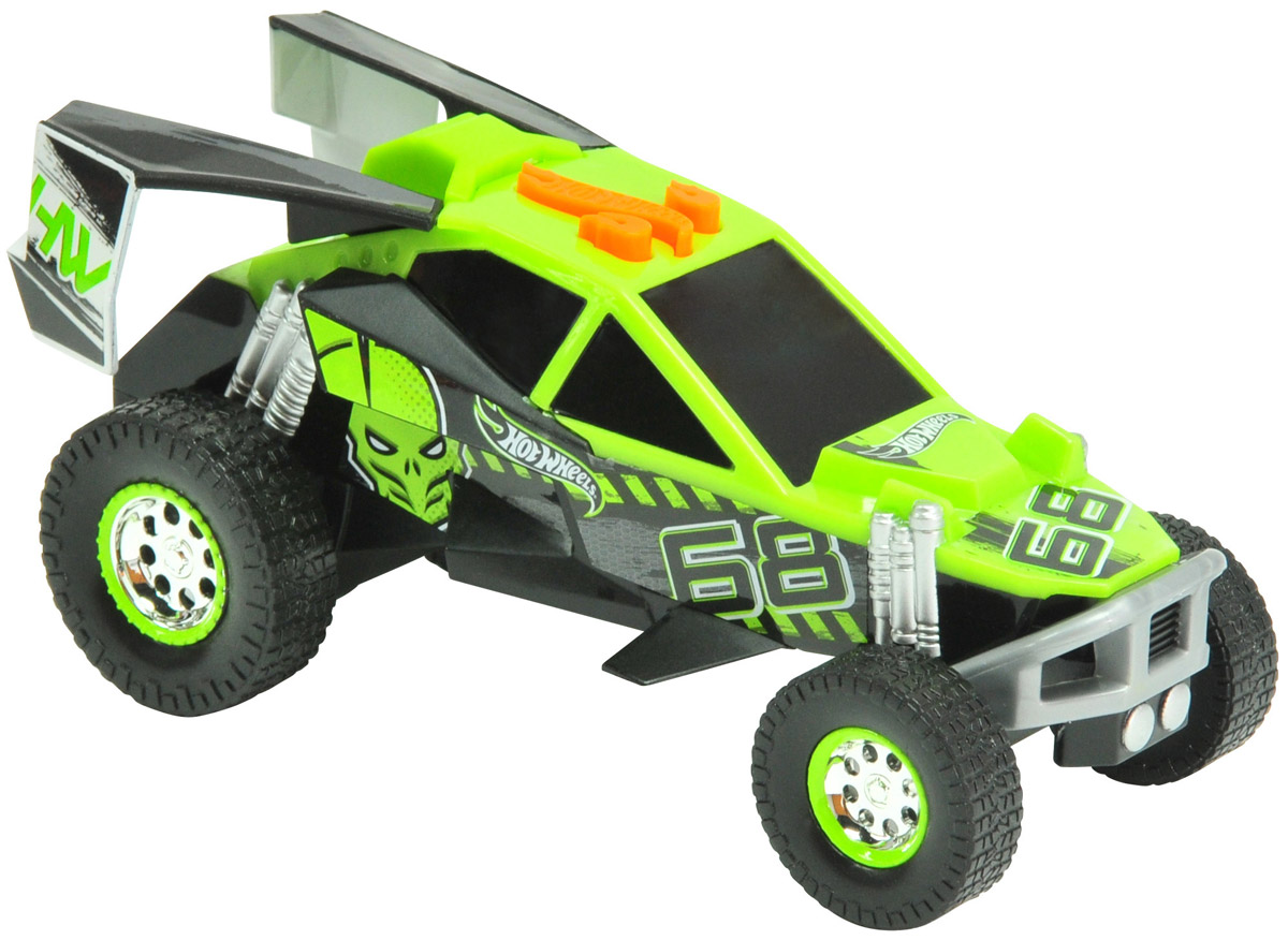 Hot Wheels Машинка BuggyHW90551 Hot Wheels Машинка BuggyHW90551Небольшая, очень стильная и яркая машинка Hot Wheels Buggy с электроприводом из серии Pedal Masher - превосходный выбор подарка для каждого юного поклонника игрушечных автомобилей, а особенно высокоскоростных гоночных авто. Корпус машины выполнен в насыщенных зеленом и черном цветах. Машинка является электромеханической - работает от батареек, запускается в движение электроприводом, встроенным в модель, при помощи кнопки, расположенной в верхней части корпуса. Машинка оснащена звуковыми и световыми эффектами. Игрушка имеет как игровую, так и коллекционную ценность. Рекомендуется докупить 3 батарейки напряжением 1,5V типа ААА/LR03 (товар комплектуется демонстрационными).