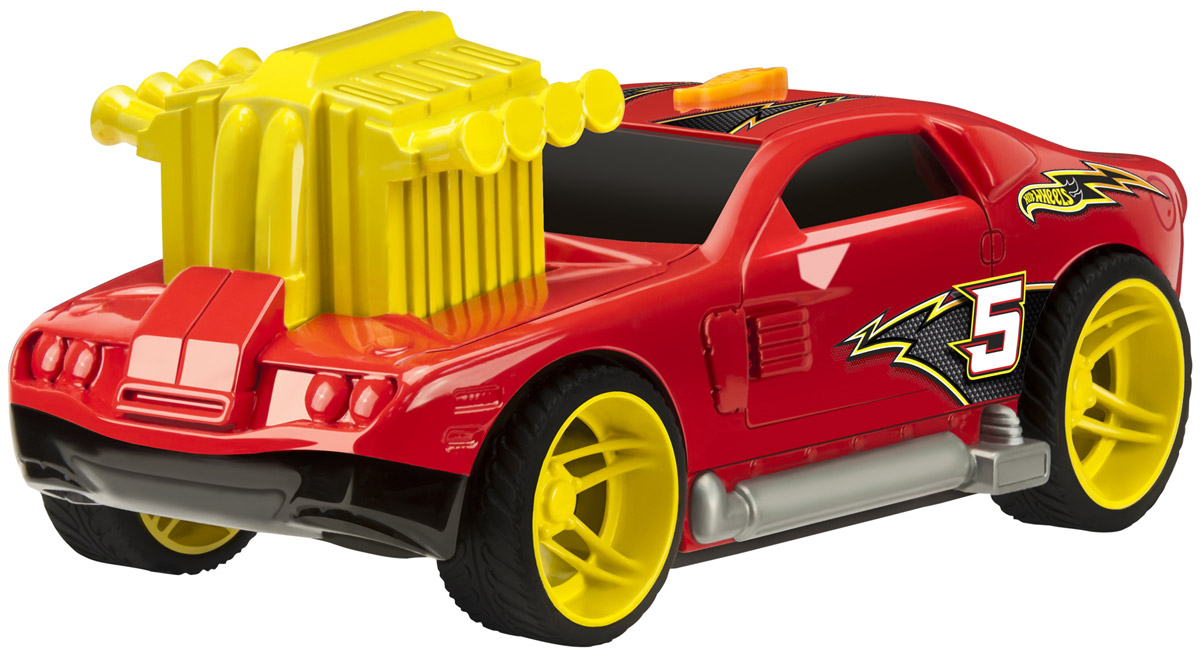 Hot Wheels Машинка Turbo Rush HollowbackHW91612 Hot Wheels Машинка Turbo Rush HollowbackHW91612Машинка Hot Wheels Turbo Rush. Hollowback - отличный подарок для мальчика к любому празднику! Машинка с агрессивным дизайном выглядит очень ярко и оригинально: красный кузов декорирован наклейками в виде молнии, что очень гармонично сочетается с ярко-желтыми дисками колес. Массивный турбонаддув, расположенный на капоте машины, также выглядит очень эффектно. Для того чтобы запустить машинку в движение, необходимо нажать на выступающий двигатель до упора, затем на кнопку, расположенную на крыше автомобиля. Машинка выполнена из высококачественных ударопрочных материалов, такая игрушка станет надежной и долговечной.