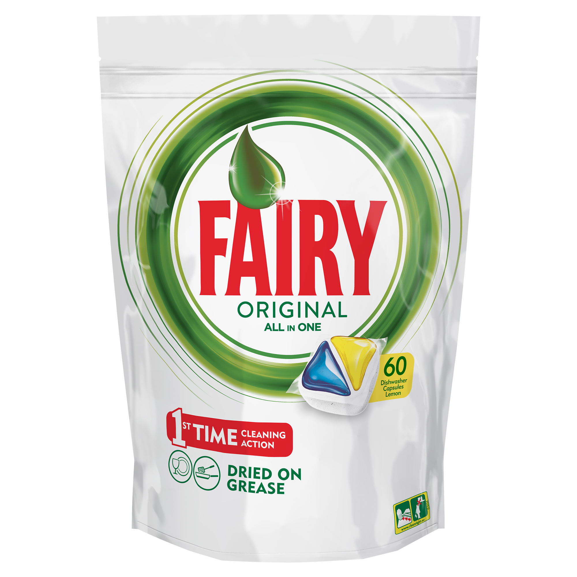 Капсулы для посудомоечной машины Fairy Original All In One. Лимон, 60 штFR-81607023 Капсулы для посудомоечной машины Fairy Original All In One. Лимон, 60 штFR-81607023Капсулы для посудомоечной машины Fairy Original All in One идеально отмывают посуду со сложными загрязнениями с 1-го раза. Fairy Original содержит гель и порошок в одной капсуле. Капсула растворяется гораздо быстрее, чем другие таблетки для посудомоечной машины, и поэтому начинает действовать немедленно. Кроме того, капсулы Fairy очень просты в использовании – просто поместите их в посудомоечную машину (не нужно распаковывать). Сила Fairy теперь и для посудомоечных машин! Идеально чистая посуда с 1-го раза. Справляется с засохшей и пригоревшей грязью. Капсулы для посудомоечной машины Fairy Original All in One Очистит даже самые сложные загрязнения. С функцией супер-сияния посуды. С добавлением соли и ополаскивателя, а так же с защитой стекла и серебра. Сохраняет приятный запах в посудомоечной машине С жидким моющим средством для борьбы со сложным жиром. Произведено и протестировано для использования во всех посудомоечных машинах. Готовы к использованию. Не нужно разворачивать. 1...