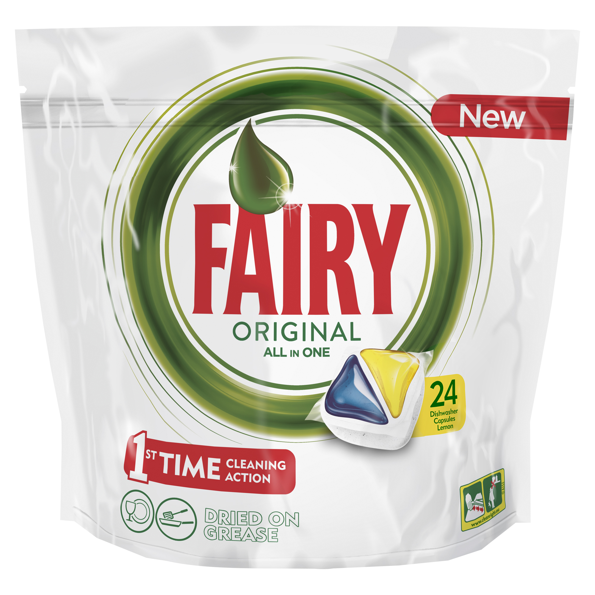 Капсулы для посудомоечной машины Fairy Original All In One. Лимон, 24 штиFR-81574818 Капсулы для посудомоечной машины Fairy Original All In One. Лимон, 24 штиFR-81574818Капсулы для посудомоечной машины Fairy Original All in One идеально отмывают посуду со сложными загрязнениями с 1-го раза. Fairy Original содержит гель и порошок в одной капсуле. Капсула растворяется гораздо быстрее, чем другие таблетки для посудомоечной машины, и поэтому начинает действовать немедленно. Кроме того, капсулы Fairy очень просты в использовании – просто поместите их в посудомоечную машину (не нужно распаковывать). Сила Fairy теперь и для посудомоечных машин! Идеально чистая посуда с 1-го раза. Справляется с засохшей и пригоревшей грязью. Капсулы для посудомоечной машины Fairy Original All in One Очистит даже самые сложные загрязнения. С функцией супер-сияния посуды. С добавлением соли и ополаскивателя, а так же с защитой стекла и серебра. Сохраняет приятный запах в посудомоечной машине С жидким моющим средством для борьбы со сложным жиром. Произведено и протестировано для использования во всех посудомоечных машинах. Готовы к использованию. Не нужно разворачивать. 1...