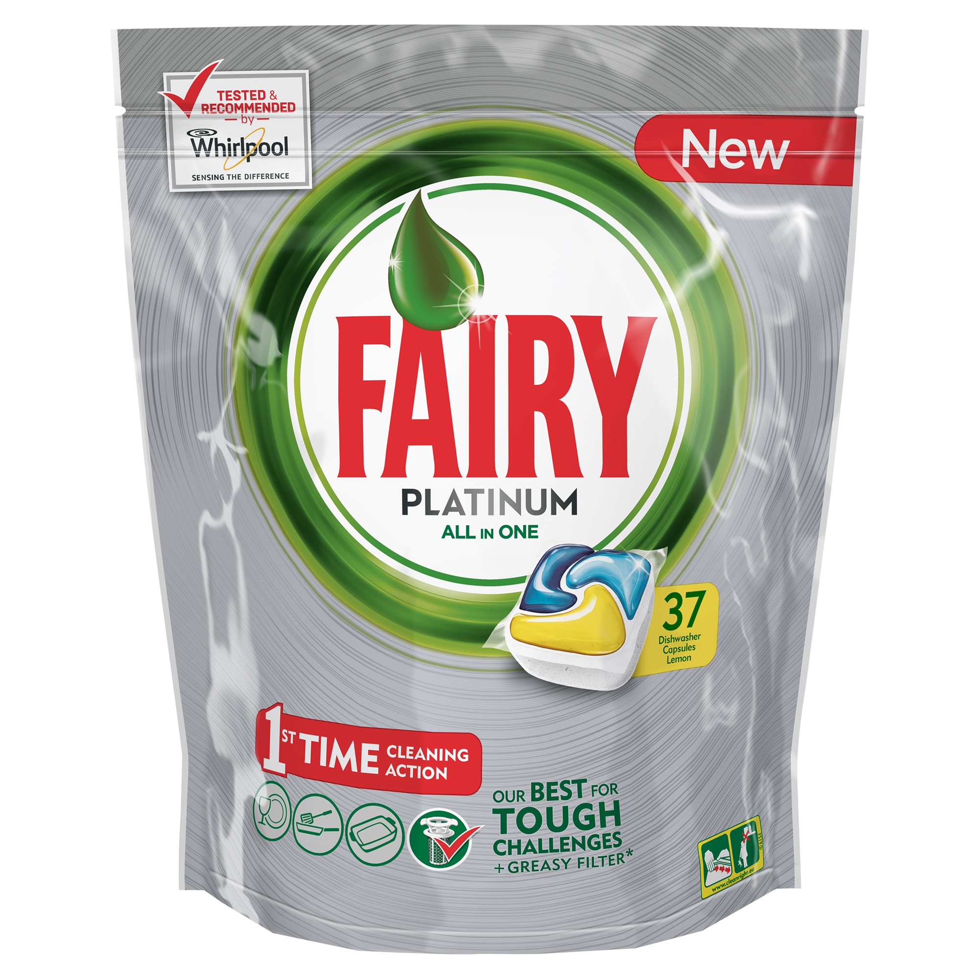 Капсулы для посудомоечной машины Fairy Platinum Лимон, 37 штFR-81607016 Капсулы для посудомоечной машины Fairy Platinum Лимон, 37 штFR-81607016Капсулы для посудомоечной машины Fairy Platinum All in One идеально отмоют посуду с 1-го раза и безупречно справятся с любыми сложными загрязнениями – от засохшего и пригоревшего жира до пятен от чая. С новыми капсулами Fairy Platinum ваша посуда будет сиять благодаря специальной формуле с усилителем блеска. Теперь вы можете готовить что угодно и быть уверенным, что ваша машинка с легкостью справится с грязной посудой благодаря Fairy Platinum. Капсула растворяется гораздо быстрее, чем другие таблетки для посудомоечной машины, и поэтому начинает действовать немедленно. Кроме того, капсулы Fairy очень просты в использовании – просто поместите их в посудомоечную машину (не нужно распаковывать). Сила Fairy Platinum теперь и для посудомоечных машин! Лучшая формула Fairy для идеально чистой посуды с 1-го раза. Легко справится даже с засохшей и пригоревшей грязью. Капсулы для посудомоечной машины Fairy Platinum All in One dishwasher tablets Такой сильный, что очистит даже фильтр от...