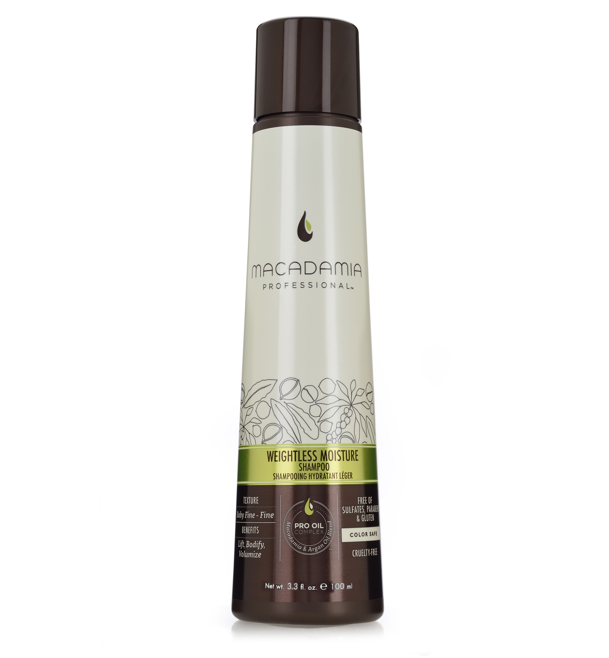 Macadamia Professional Шампунь увлажняющий для тонких волос,100 мл100101 Macadamia Professional Шампунь увлажняющий для тонких волос,100 мл100101Увлажняющий шампунь Macadamia Professional восстанавливает баланс влаги, придает плотность и объем даже самым тонким волосам. Содержит эксклюзивный Pro Oil Complex с маслами макадамии и арганы, масла авокадо и лесного ореха, которые обеспечивают увлажнение и восстановление, увеличивают плотность тонких волос, питают кожу головы. Содержит UVA/UVB фильтры, сохраняет цвет окрашенных волос. Защищает от воздействия неблагоприятных факторов окружающей среды.