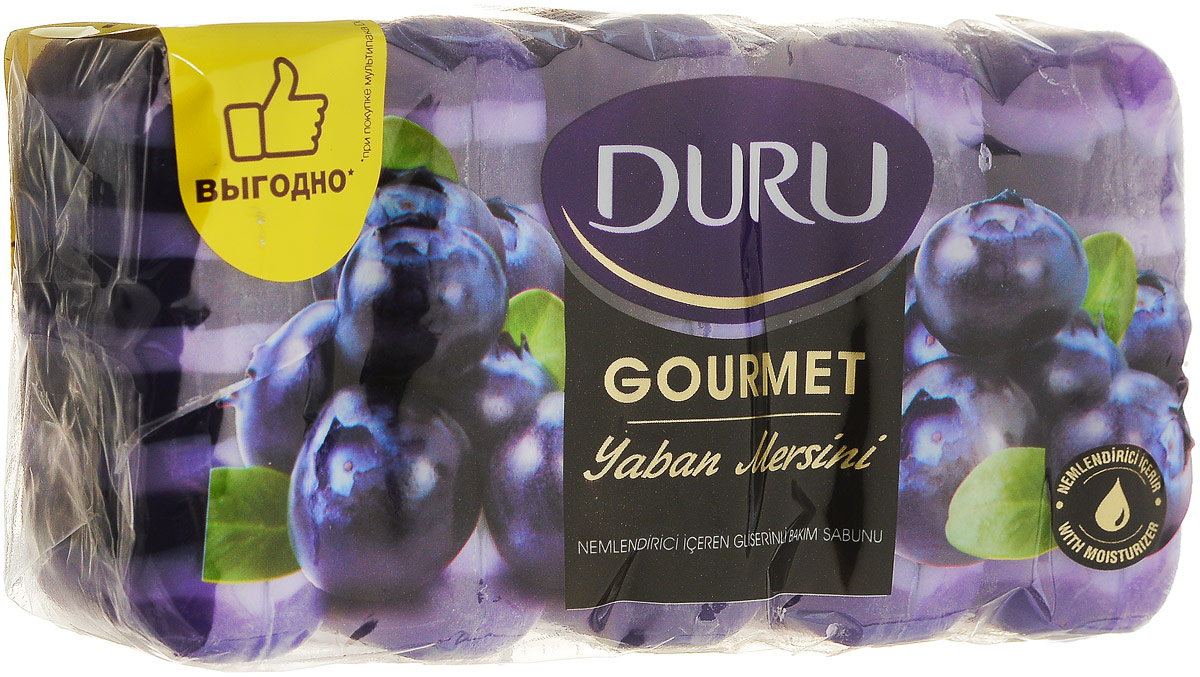 Duru GOURMET Мыло Черничное парфе э/пак 5*75г800031452 Duru GOURMET Мыло Черничное парфе э/пак 5*75г800031452Глицериновое мыло DURU c аппетитным ароматом и нежной текстурой подарит ощущение красоты и роскоши, как после сеанса ароматерапии