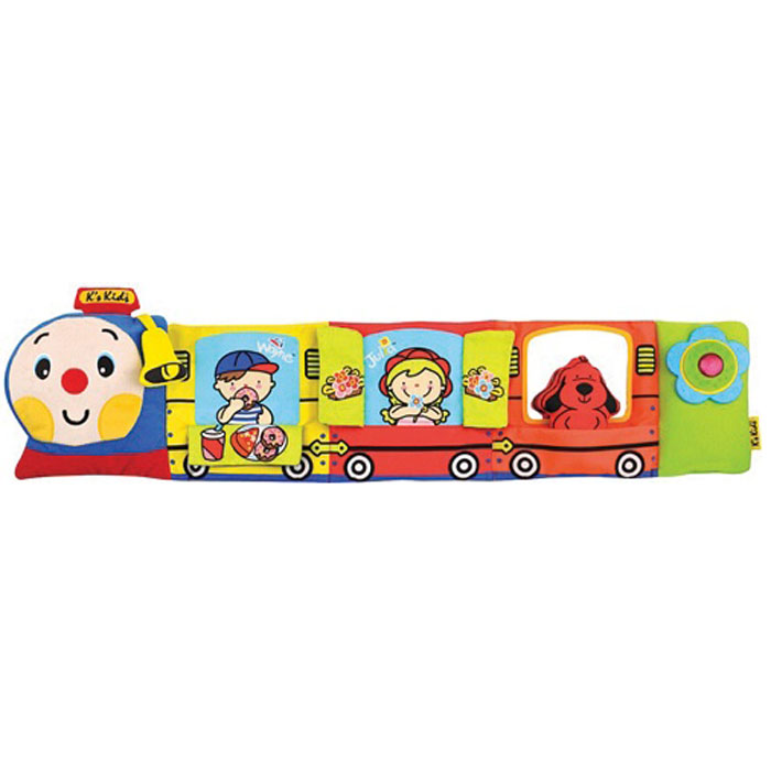Ks Kids Развивающая игрушка Паровозик Чух-ЧухKA663 Ks Kids Развивающая игрушка Паровозик Чух-ЧухKA663Паровозик Ks Kids Чух-Чух развеселит самого капризного кроху. Паровозик крепится в кроватке, прогулочной коляске и даже к дуге автокресла. Малыш с удовольствием будет рассматривать красочные вагоны и играть с развивающими элементами. Игрушки для новорожденных привлекательны яркими цветами, звуками и различной текстурой ткани. Паровозик состоит из трех вагонов, в которых сидят пассажиры, присутствуют шуршащие элементы и безопасное зеркальце. Ребенку будет интересно не только смотреть на игрушку и ощупывать ее, но и слушать музыку. Паровозик от KS Kids издает 3 мелодии: первый звук включается при хлопке по паровозику и напоминает звук езды, второй хлопок переключит на веселую музыку, а потом заиграет колыбельная. Развивающие игрушки правильно формируют детскую психику и восприятие окружающего мира, делают его ярким и интересным для крохи. Паровозик способствует развитию тактильной чувствительности, мелкой моторики пальчиков, логики и воображения, а...