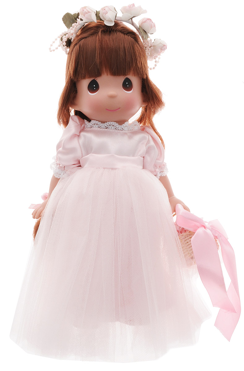 Precious Moments Кукла Драгоценный лепесток брюнетка6559 Precious Moments Кукла Драгоценный лепесток брюнетка6559Коллекция кукол Precious Moments ростом выше 30 см насчитывает на сегодняшний день более 600 видов. Куклы изготавливаются из качественного, безопасного материала и имеют пять базовых точек артикуляции. Каждый год в коллекцию добавляются все новые и новые модели. Каждая кукла имеет свой неповторимый образ и характер. Она может быть подарком на память о каком-либо событии в жизни. Куклы выполнены с любовью и нежностью, которую дарит нам известная волшебница - создатель кукол Линда Рик! Кукла Драгоценный лепесток одета в шикарное светло-розовое платье с пышной юбкой. На ногах - туфельки в цвет платья. Темные длинные волосы куклы заплетены в косу. Вся одежда у куклы съемная. Очаровательный образ дополняют венок из роз на голове и корзинка с цветами и атласным бантом на руке. У девочки большие карие глаза. Куклы, пожалуй, самые популярные игрушки в мире. Девочки обожают играть с ними, отправляясь в сказочную страну грез. Порадуйте свою малышку таким великолепным подарком!