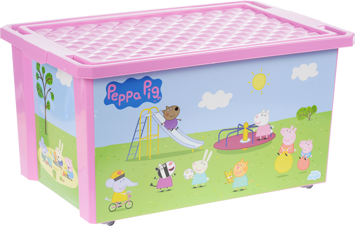 Little Angel Детский ящик для хранения игрушек X-BOX Свинка Пеппа 57 л цвет розовыйLA0025РРРЗ_розовый Little Angel Детский ящик для хранения игрушек X-BOX Свинка Пеппа 57 л цвет розовыйLA0025РРРЗ_розовыйЛучшее решение для поддержания порядка в детской - это большой ящик на колесах. Все игрушки собраны в одном месте, ящик плотно закрывается крышкой, его всегда можно с легкостью переместить. Яркие декоры с любимыми героями наполнят детскую радостью и помогут приучить малыша к порядку. Детский ящик для хранения игрушек Little Angel X-BOX. Свинка Пеппа имеет надежную крышку с привлекательной текстурой. Эксклюзивные декоры с любимыми героями, эффективные колеса-роллеры на дне, декор размещен на всех сторонах ящика.