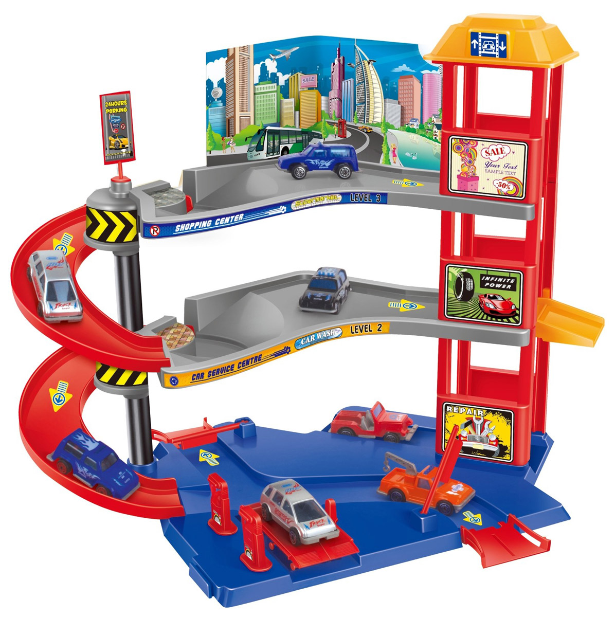 Dave Toy Игровой набор Парковочная башня32029 Dave Toy Игровой набор Парковочная башня32029Игровой набор Dave Toy Парковочная башня - это будет отличное приобретение для вашего малыша. Все детали игрового набора выполнены из качественного безопасного для детей материала. Парковка имеет три уровня и множество съездов и заездов для машинок. Красная башня с желтой крышей соединяет все три уровня парковки. Мостики для въезда и выезда поднимаются. В комплекте с парковкой идут 3 машинки белого, черного и красного цветов. Сама парковка выполнена в приятных красных, синих, желтых и серых цветах. Процесс сборки Парковочной башни будет не менее захватывающим, чем сама игра. Играя в этот игровой набор, ваш ребенок сможет весело проводить свое время как один, так и в компании сверстников.