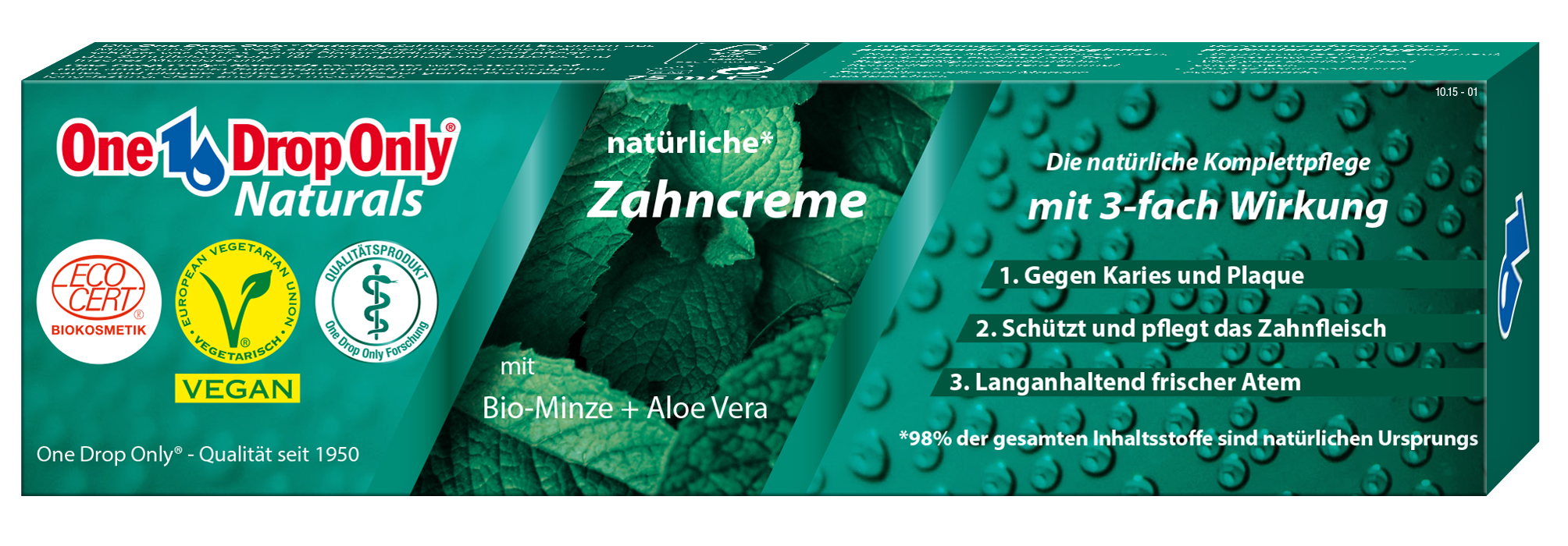 One Drop Only Effektiv Зубная паста Naturals с био-мятой + алоэ вера, 98% натурального сырья 75ml70000 One Drop Only Effektiv Зубная паста Naturals с био-мятой + алоэ вера, 98% натурального сырья 75ml70000Зубная паста Naturals с био-мятой + алоэ вера, 98% натурального сырья