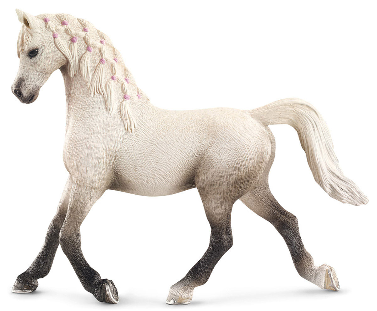 Schleich Фигурка Арабская кобыла13761 Schleich Фигурка Арабская кобыла13761Великолепная белоснежная фигурка Арабская кобыла с заплетенной гривой станет прекрасным подарком всем любителям фигурок лошадей от Schleich и прекрасным пополнением коллекции. Порода Арабских лошадей была выведена в Аравии и отличается превосходной выносливостью из-за постоянной жизни арабов среди суровых пустынь. В день арабские лошади могут проходить до 160 км и прекрасно поддаются дрессировке. Сейчас эта порода является самой популярной в мире и ежегодно завоевывает большое количество различных мировых наград. Все фигурки Schleich выполнены из гипоаллергенных высокотехнологичных материалов, раскрашены вручную и не вызывают аллергии у ребенка. Прекрасно выполненные фигурки отличаются высочайшим качеством игрушек ручной работы. Все они создаются при постоянном сотрудничестве с Берлинским зоопарком, а потому являются максимально точной копией настоящих животных. Каждая фигурка разработана с учетом исследований в области педагогики и производится как настоящее...