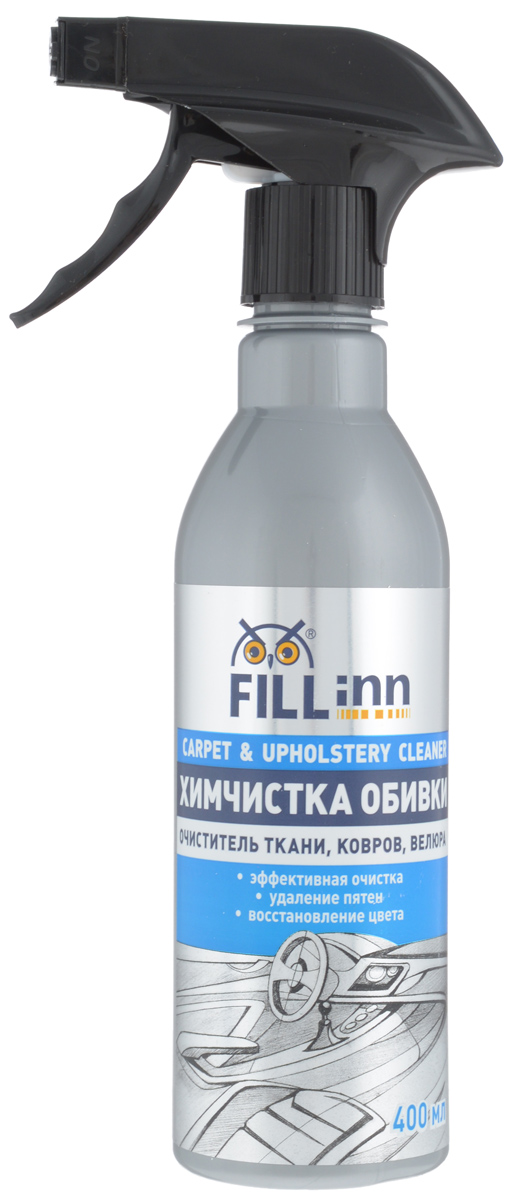 Очиститель ткани и ковров Fill Inn, спрей, 400 млFL054 Очиститель ткани и ковров Fill Inn, спрей, 400 млFL054Благодаря улучшенной пенной формуле, очиститель ткани и ковров Fill Inn эффективно очищает тканевую и ковровую обивку салона автомобиля от въевшейся грязи. Выводит пятна и восстанавливает утерянный цвет, расправляет примявшийся ворс. Создает пенный слой проникающего действия, который удерживается на поверхности, не впитывается и не стекает, что позволяет очистить сидения, обивку дверей и потолка, ковровые покрытия. Освежает и ароматизирует воздух. Состав: ПАВ, пенообразователь, функциональные добавки, отдушка, вода. Товар сертифицирован.