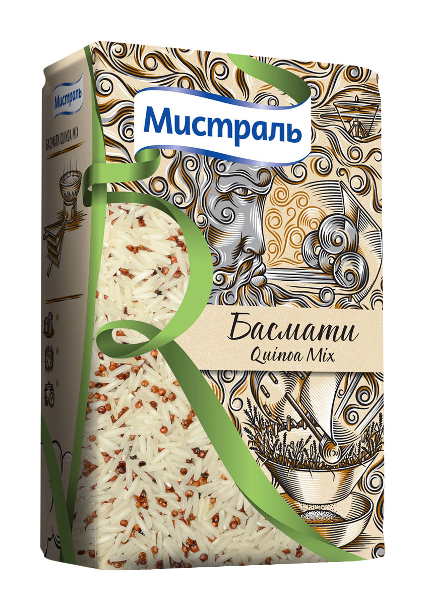 Мистраль Смесь злаков Басмати Quinoa Mix, 500 г16007 Мистраль Смесь злаков Басмати Quinoa Mix, 500 г16007Басмати Quinoa Mix - это смесь белого ароматного риса Басмати, выращенного у подножий Гималаев, и южноамериканского злака, произрастающего на склонах Анд. Эти два злака с разных континентов будто специально рождены природой, чтобы объединиться в уникальный источник энергии. Благодаря балансу сложных углеводов, растительного белка и полиненасыщенных жиров Омега-3 и Омега-6 эта смесь идеальна для развития и интеллекта.