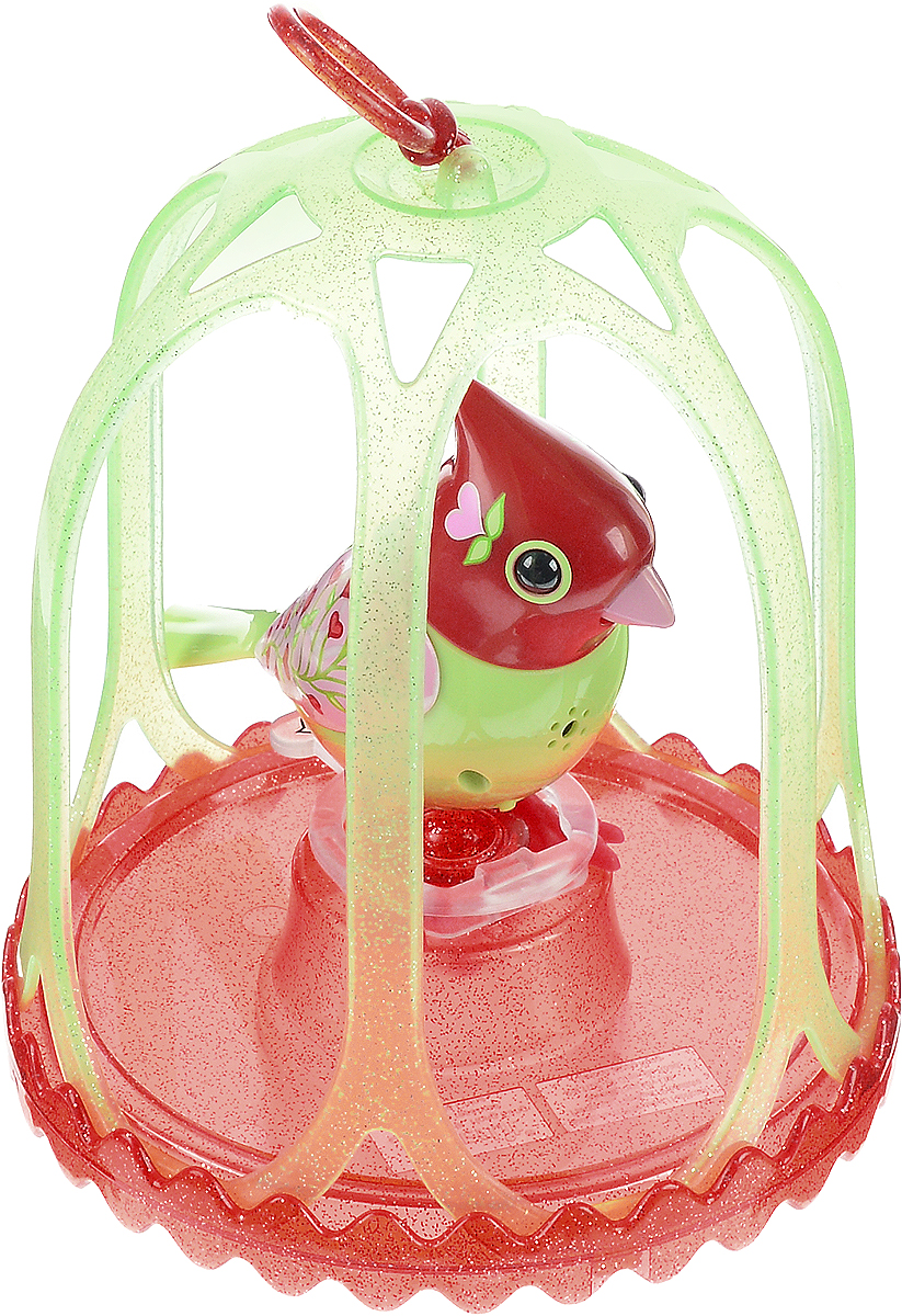 DigiBirds Интерактивная игрушка Птичка Carousal в клетке цвет красный розовый салатовый88295_красный розовый салатовый DigiBirds Интерактивная игрушка Птичка Carousal в клетке цвет красный розовый салатовый88295_красный розовый салатовыйПтичка DigiBirds Carousal - это забавная интерактивная игрушка, которая займет малыша на длительное время. Эта игрушка умеет выполнять разные действия: щебетать, петь песенки, при этом двигая головой и клювом. Если подуть на грудку птички, она начнет щебетать. Если подуть в свисток, птичка станет исполнять известную песенку. Игрушка воспроизводит свыше 55 музыкальных свистов. 2 режима работы игрушки: соло и хор. При переключении в режим хора, можно последовательно подсоединять птичек к главной, в результате они будут вместе исполнять песенки вслед за главной птичкой, и щебетать друг с другом. Птичка сидит в изящной клетке. Несколько клеток можно подвесить одну над другой. В комплекте с птичкой также идет свисток с удобным держателем для пальцев. Игрушка развивает музыкальный слух, любовь к музыке и животным. Для работы игрушки необходимы 3 батарейки напряжением 1,5V типа AG13/LR44 (товар комплектуется демонстрационными).