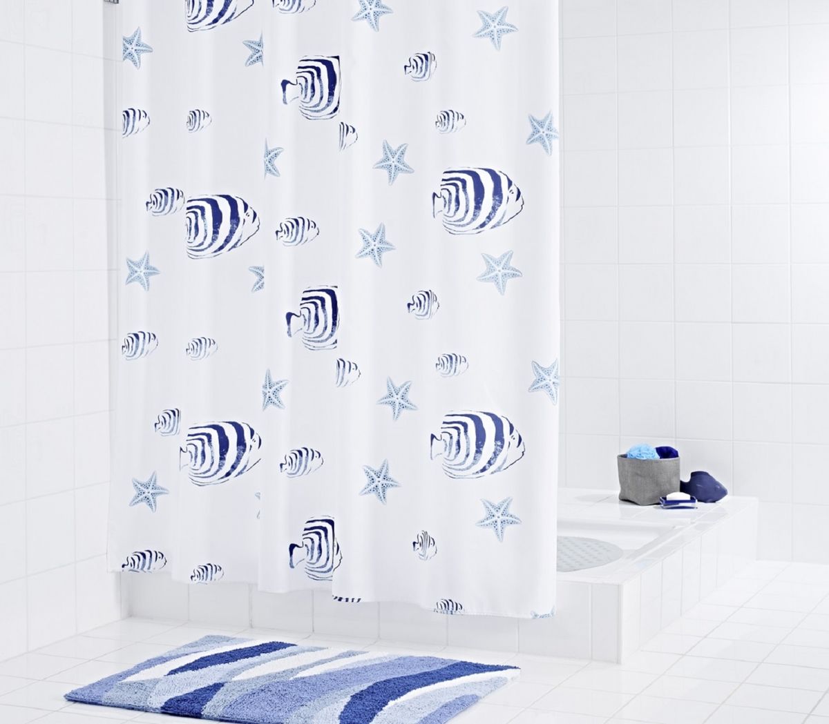 Штора для ванной комнаты Ridder "Skalar", цвет: синий, голубой, 180 х 200 см