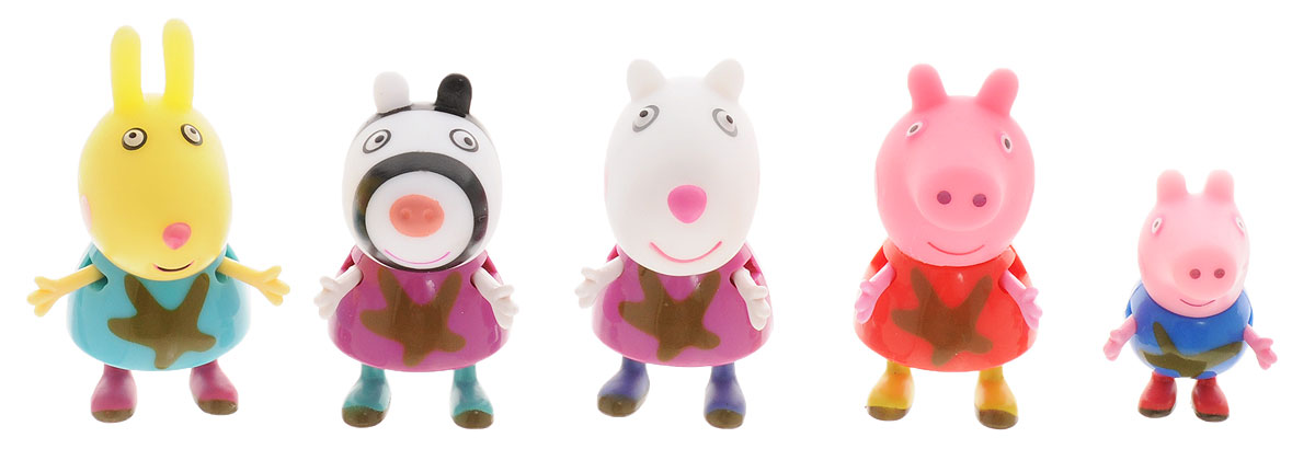Peppa Pig Набор фигурок Пеппа и друзья 5 шт30704_набор Peppa Pig Набор фигурок Пеппа и друзья 5 шт30704_наборНабор фигурок Peppa Pig Пеппа и друзья непременно понравится вашему ребенку и займет его внимание надолго. Набор включает пять очаровательных фигурок Пеппы и ее друзей. Ручки и ножки фигурок двигаются. Ваш ребенок будет с удовольствием играть с ними, придумывая различные истории и составляя собственные сюжеты. Пеппа - главная героиня, старшая дочь в семействе. Как и каждый ребенок, она очень сильно обожает скакать по лужицам. Герои мультфильма наделены частично качествами людей, частично качествами животных. Они ходят в одежде, живут в домах, ездят на машинах, ходят на работу и в театр. Дети отмечают дни рождения, играют в парках, катаются на катках и занимаются всем, что присуще людям. В то же время свинки постоянно хрюкают, овечки блеют, а кошки мяукают. Набор фигурок Peppa Pig Пеппа и друзья станет отличным подарком поклонникам мультфильма!