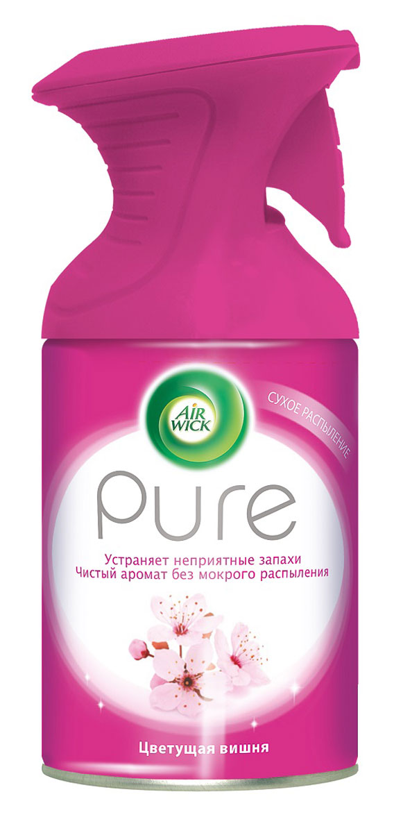 Освежитель воздуха AirWick Pure, цветущая вишня, 250 мл7884 Освежитель воздуха AirWick Pure, цветущая вишня, 250 мл7884Новый освежитель воздуха Air Wick Pure не содержит воды и эффективно устраняет неприятные запахи без мокрого распыления. Используйте освежители воздуха Air Wick Pure в каждой комнате, наполняя ваш дом свежими и приятными ароматами. Инструкция по использованию: держа баллон регулярно, нажать на курок до упора и распылить аэрозоль от себя к центру комнаты. Внимание! Прочитать внимательно этикетку перед использованием. Хранить в недоступном для детей и животных месте. Использовать с осторожностью при повышенной чувствительности к парфюмерным отдушкам. Освежители воздуха не являются заменой надлежащих мер гигиены. Использовать только в хорошо проветриваемых помещениях. Меры предосторожности: баллон находится под давлением. При нагревании возможен разрыв баллона. Предохранять от воздействия прямых солнечных лучей и нагревания выше 50 градусов. Огнеопасно! Не распылять вблизи открытого огня, раскаленных предметов, тепла или включенного электрооборудования. Не курить. Срок годности: 24...