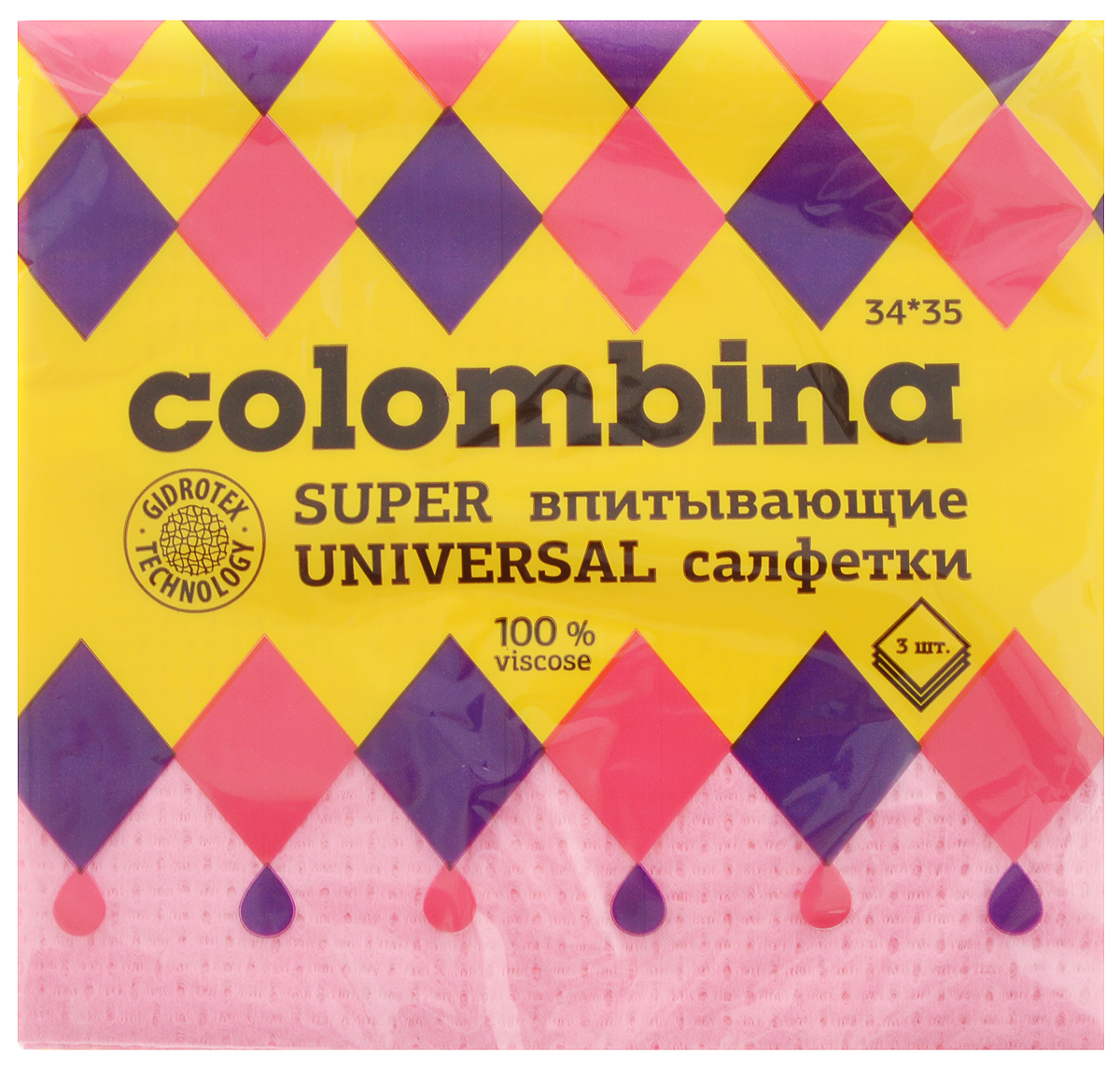 Набор салфеток Colombina Universal, супервпитывающие, цвет: розовый, 34 х 35 см, 3 штК2.1_розовый Набор салфеток Colombina Universal, супервпитывающие, цвет: розовый, 34 х 35 см, 3 штК2.1_розовыйСалфетки Colombina Universal состоят из 100% вискозы без добавления синтетики. Изделия предназначены для сухой и влажной уборки. Отлично впитывают жидкости, жиры, масла. Пригодны для многоразового использования, долговечны, не оставляют следов и ворсинок. Приятные на ощупь, не вызывают раздражения и гипоаллергенны. Размер салфетки: 34 х 35 см.