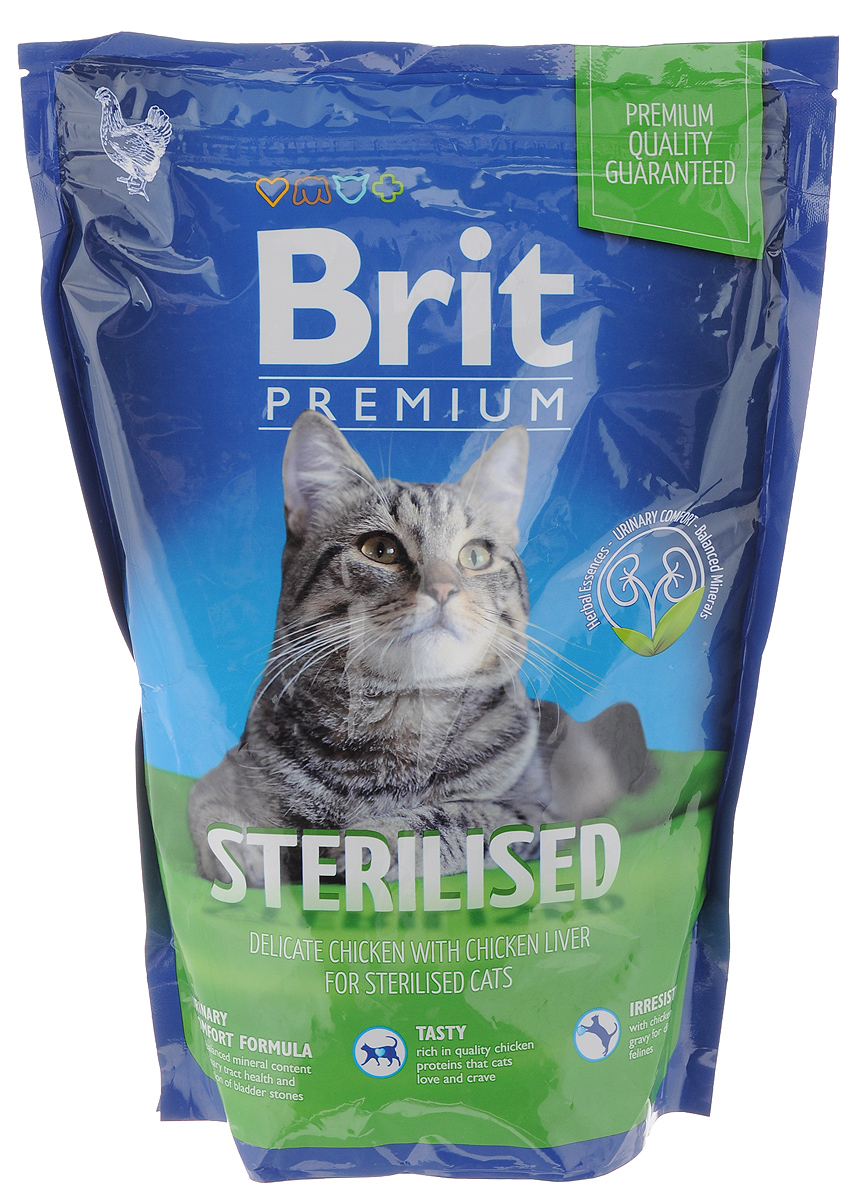 Корм сухой Brit Premium Cat Sterilised для кастрированных котов и стерилизованных кошек, нежная курица с печенью, 800 г513154 Корм сухой Brit Premium Cat Sterilised для кастрированных котов и стерилизованных кошек, нежная курица с печенью, 800 г513154Сухой корм Brit Premium Cat Sterilised – это отлично сбалансированное питание, изготовленное из высококачественных компонентов, которые содержат все необходимые для полноценной жизни кошки питательные и минеральные вещества, витамины и микроэлементы, а также отличаются хорошими вкусовыми качествами. Специально разработан для кастрированных котов и стерилизованных кошек. Товар сертифицирован.