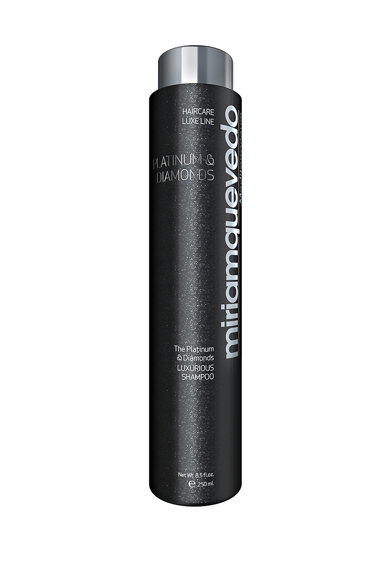 Miriam Quevedo Бриллиантовый шампунь-люкс с Платиной (Platinum and Diamonds Luxurious shampoo) 250 млMQ304 Miriam Quevedo Бриллиантовый шампунь-люкс с Платиной (Platinum and Diamonds Luxurious shampoo) 250 млMQ304Бриллиантовый шампунь отличается своей исключительной формулой, в которую входят Платиновая пудра, Бриллиантовая пудра, , масло Арганы, Термальные воды из Горячих источников южного французского городка, органический экстракт Заманихи, экстракт Асаи и другие компоненты, помогающие восстановлению структуры волоса, придающие Бриллиантовый блеск и обладающие антистатическим действием.Активные ингридиенты шампуня направлены на борьбу против старения волос, восстанавливают объем, шелковистость.