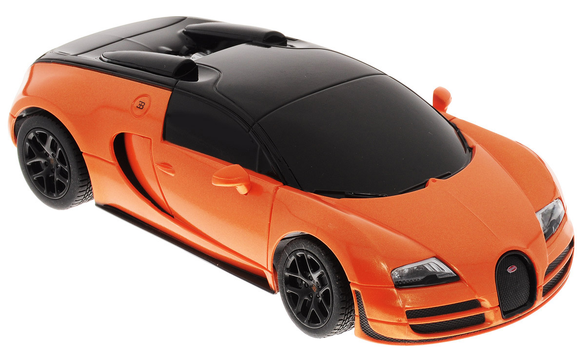 Rastar Радиоуправляемая модель Bugatti Veyron 16.4 Grand Sport Vitesse цвет оранжевый черный масштаб 1:2447000_ цвет оранжевый черный Rastar Радиоуправляемая модель Bugatti Veyron 16.4 Grand Sport Vitesse цвет оранжевый черный масштаб 1:2447000_ цвет оранжевый черныйРадиоуправляемая модель Rastar Bugatti Veyron 16.4 Grand Sport Vitesse привлечет внимание не только ребенка, но и взрослого. Модель является точной уменьшенной копией настоящего автомобиля в масштабе 1/24. Машина при помощи пульта управления движется вперед, дает задний ход, поворачивает налево и направо. Авто обладает высокой стабильностью движения, что позволяет полностью контролировать его процесс, управляя уверенно и без суеты. Такая машина станет отличным подарком не только автолюбителю, но и человеку, ценящему оригинальность и изысканность, а качество исполнения представит такой подарок в самом лучшем свете. Подарите вашему ребенку возможность почувствовать себя настоящим водителем. Радиоуправляемые игрушки способствуют развитию координации движений, моторики и ловкости. Машина работает от 3 батареек типа АА (не входят в комплект). Пульт управления работает от 2 батареек типа АА (не входят в комплект). Пульт управления работает на частоте 40 MHz.