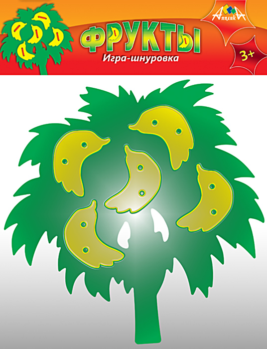 АппликА Игра-шнуровка БананыС2570-01 АппликА Игра-шнуровка БананыС2570-01Развивающая игра для детей. Предназначена для развития мелкой моторики. Состав набора - вырубленная основа и элементы композиции из мягкого пластика, цветные шнурки.