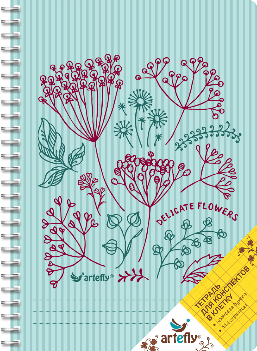 Artefly Тетрадь Delicate Flowers 72 листа в клеткуAFNB-FL2-BL-SQ Artefly Тетрадь Delicate Flowers 72 листа в клеткуAFNB-FL2-BL-SQТетрадь в клетку для ведения записей. Красивая и яркая обложка раскрасит твои студенческие будни, такую тетрадь удобно использовать для конспектов. Приятная бумага кремового цвета не оставит тебя равнодушным.