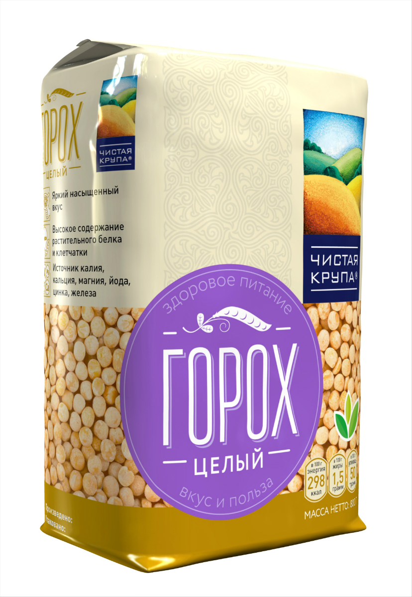 Чистая Крупа горох целый, 800 г18482 Чистая Крупа горох целый, 800 г18482Горох – основа здорового питания! В горохе есть все необходимое для здоровья человека. Растительные белки, натуральные углеводы и сахар, витамины и аминокислоты, минералы и антиоксиданты. Гороховая каша полезна для людей, ведущих активный образ жизни, так как она очень питательная и восстанавливает силы. Гороховая каша также улучшает процесс пищеварения и налаживает работу сердечно-сосудистой системы. Периодическое употребление гороховой каши окажет неоценимую поддержку всему вашему организму!