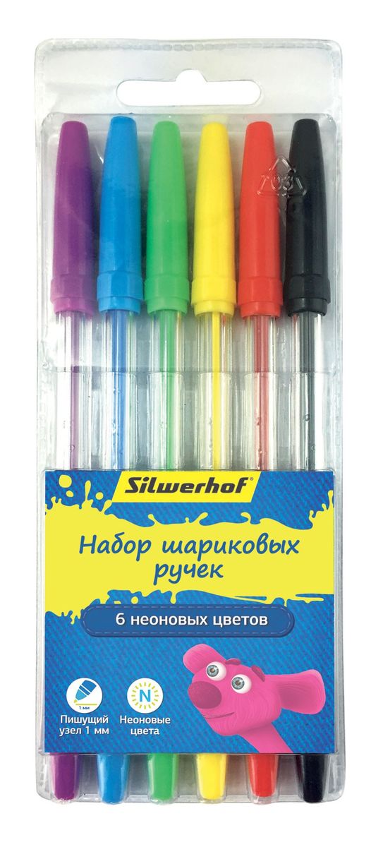 Silwerhof Набор шариковых ручек Джинсовая коллекция 6 цветов026141-06 Silwerhof Набор шариковых ручек Джинсовая коллекция 6 цветов026141-06Набор шариковых ручек Silwerhof Джинсовая коллекция отлично подойдет для оформления конспектов и других текстов, а также альбомов, дневников и открыток. Ручка имеет пишущий узел толщиной 1 миллиметр. Корпус изделий выполнен из прозрачного пластика, цвет колпачка соответствует цвету чернил. В набор входят 6 ручек различных цветов.