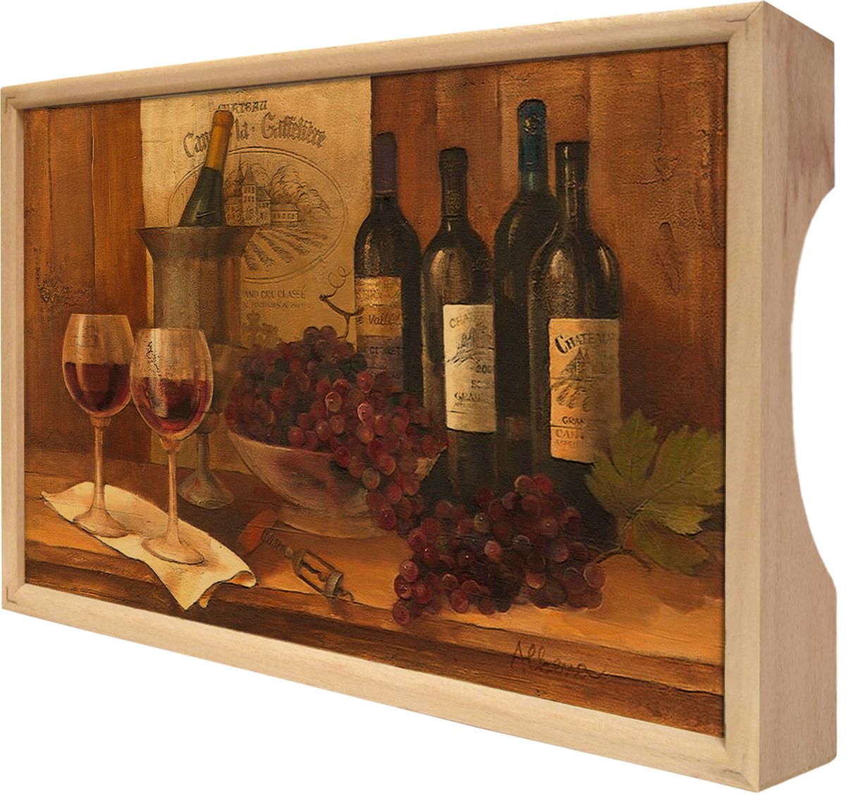 Поднос GiftnHome Винтажные вина, 25 х 37,5 смTR-VinWines Поднос GiftnHome Винтажные вина, 25 х 37,5 смTR-VinWinesПоднос GiftnHome Винтажные вина изготовлен из бука - благородной породы древесины. Это крепкий, экологичный и надежный материал, который идеально подходит для производства подносов. Изделие прекрасно перенесет длительную эксплуатацию и надолго сохранит свой шарм древесной структуры и природные качества. Поднос - это великолепное решение для подарка и истинный комплимент вашим любимым и близким людям. С ним вы с легкостью сможете подать кофе, завтрак в постель или вынести на веранду гостям закуски и фрукты. Помимо функциональной пользы, данное изделие изысканно дополнит интерьер помещения и внесет уют в домашнее пространство. Нанесенные на поднос дизайнерские принты от Креативной Студии АнтониоК делают изделие уникальным.