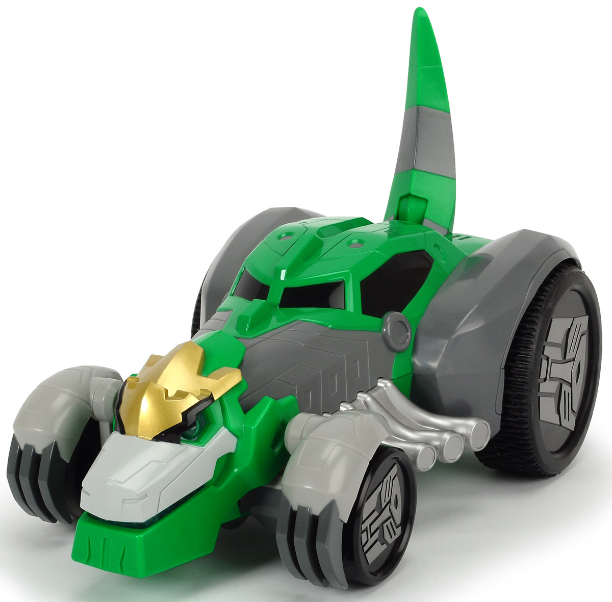 Dickie Toys Машина-трансформер на радиоуправлении Grimlock3116000 Dickie Toys Машина-трансформер на радиоуправлении Grimlock3116000Машинка-трансформер Dickie Toys Grimlock - это необычная машинка, которая с помощью одной кнопки превращается в трансформера- динозавра Grimlock из мультфильма Трансформеры. Роботы под прикрытием. Главной особенностью персонажа этого популярного мультфильма по имени Гримлок была его трансформация из огромного динозавра в быстрый гоночный автомобиль, который не давал противнику шансов, уйти от погони. Теперь это настоящий боевой трансформер, который может ездить на задних колесах вперед и назад, налево и направо. Машинка имеет режим турбо, в котором достигает скорости до 8 км/ч. Пульт управления имеет световые и звуковые эффекты, а так же складывается и раскладывается. Время работы аккумулятора 30 минут, а время полной зарядки аккумулятора 120 минут. Машинка дополнена вращающимися колесами, диски которых украшены символикой трансформеров. Эта игрушка станет главным действующим лицом увлекательной игры, а ваш ребенок сможет придумать новую историю, проявив свою...