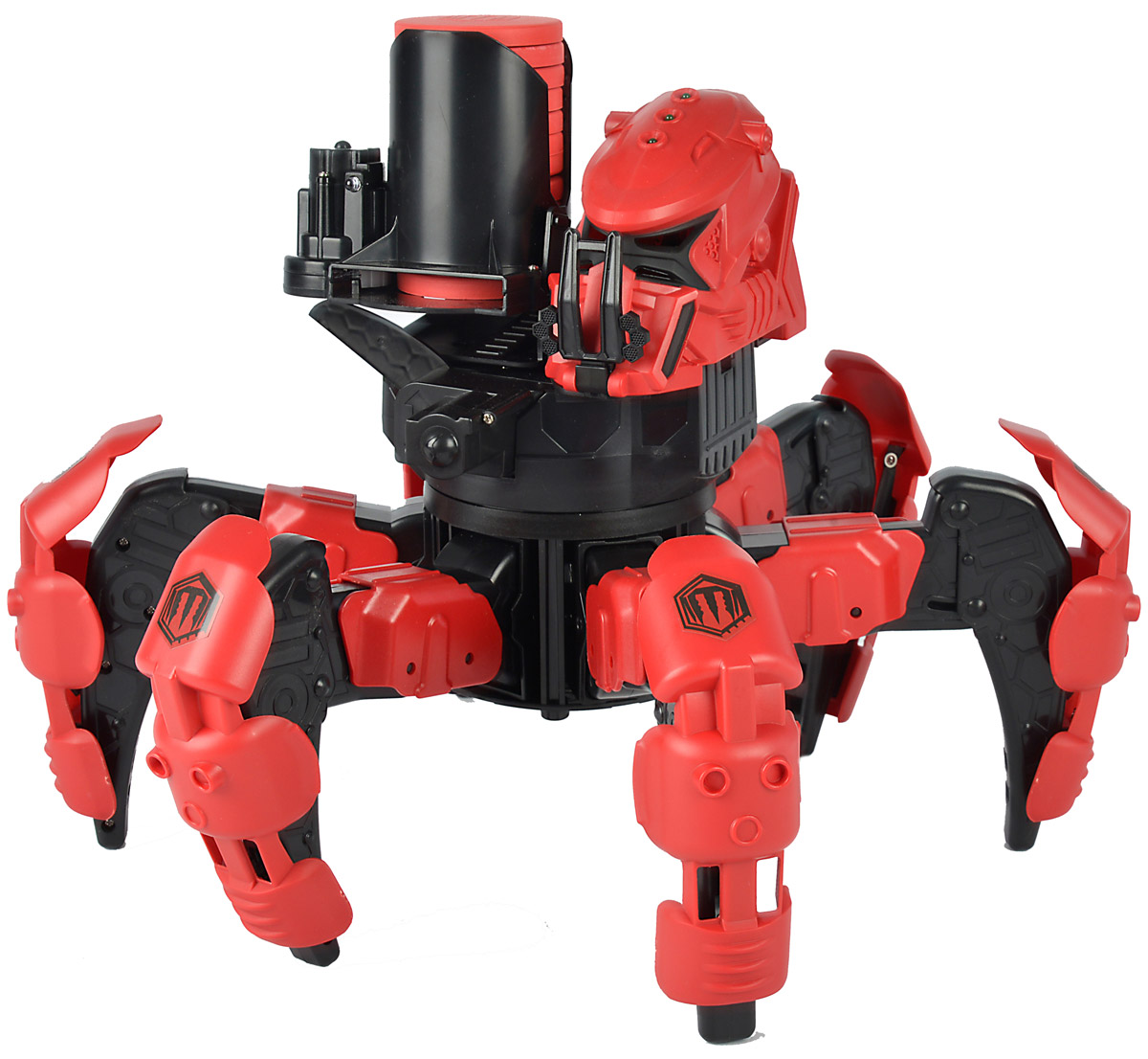 Dickie Toys Робот на радиоуправлении Doom Razor19218 Dickie Toys Робот на радиоуправлении Doom Razor19218Робот на радиоуправлении Dickie Toys Doom Razor обладает отличными ходовыми характеристиками практически по любым поверхностям! Он наделен недюжинной проходимостью и маневренностью, потому как конструктивно основан на методике передвижения самого настоящего паука. Шесть конечностей-лапок, выполненных из высококачественного пластика, позволяют ему преодолевать даже самые сложные препятствия и преграды, стоящие на пути. Особое внимание уделено вооружению, которым оснащен робот Doom Razor! Дисковый бластер с 12 зарядами не оставит противнику ни малейшего шанса на победу! Диски изготовлены из мягкого вспененного материала. Такие боеприпасы не только полетят точно в цель на расстояние до 9 метров, но и будут безопасны для детей во время игры. Огромный интерес представляет сама суть игрового процесса, а также некоторые конструктивные особенности! Радиоуправляемый робот Dickie Toys Doom Razor имеет закрепляемую броню на конечностях-лапках, которая отстреливается в случае...