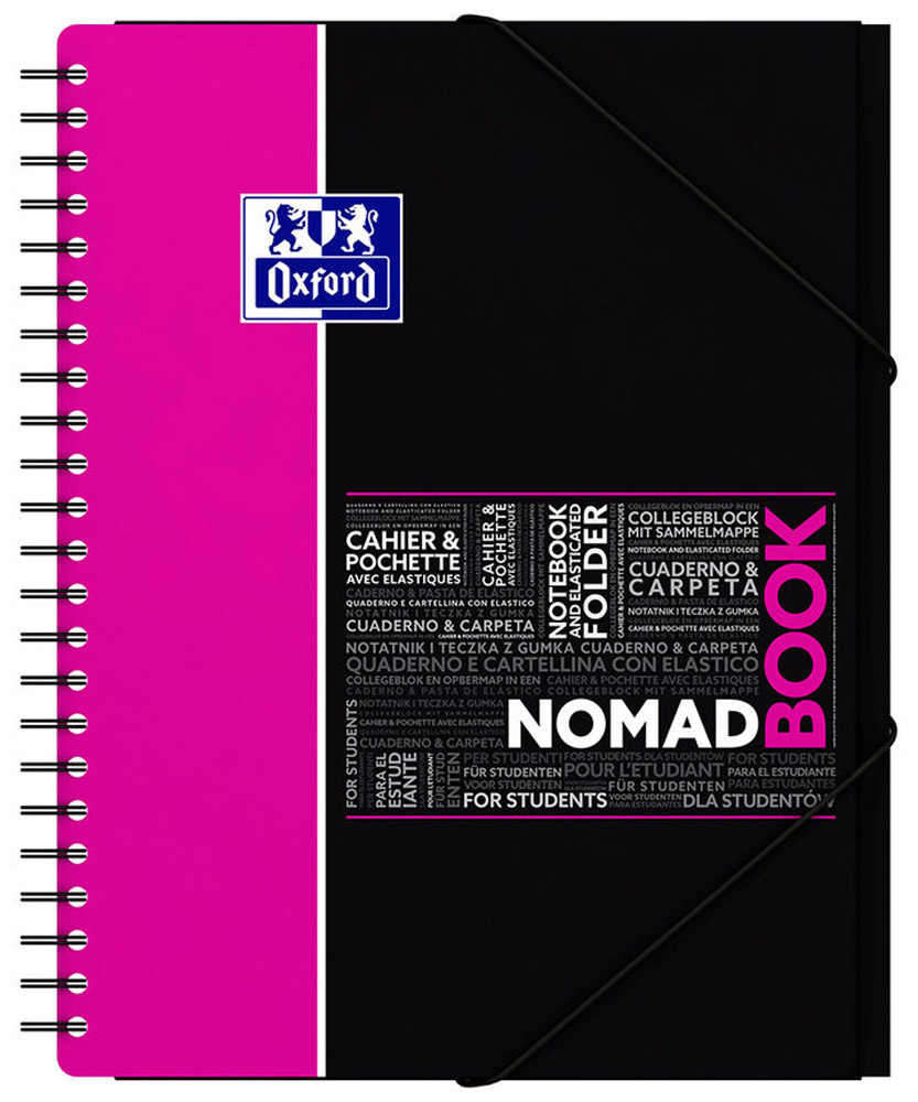 Oxford Тетрадь Nomadbook 80 листов в линейку цвет розовый291410_розовый Oxford Тетрадь Nomadbook 80 листов в линейку цвет розовый291410_розовыйТетрадь Oxford Nomadbook отлично подойдет для ведения и хранения заметок. Тетрадь состоит из 80 листов белой бумаги с микроперфорацией и четкой яркой линовкой в линейку. Обложка тетради выполнена из прочного полипропилена. Все ваши записи и заметки всегда будут в безопасности, так как тетрадь имеет скрепление - гребень. Благодаря специальным меткам на каждой странице и бесплатному приложению SOS Notes для вашего телефона или планшета, вы сможете всегда легко перенести ваши записи и зарисовки с бумажной страницы в смартфон или на компьютер. Это прекрасное сочетание тетради и папки, так как включает в себя вставку папки с тремя клапанами на резинке в конце тетради для хранения различных документов.