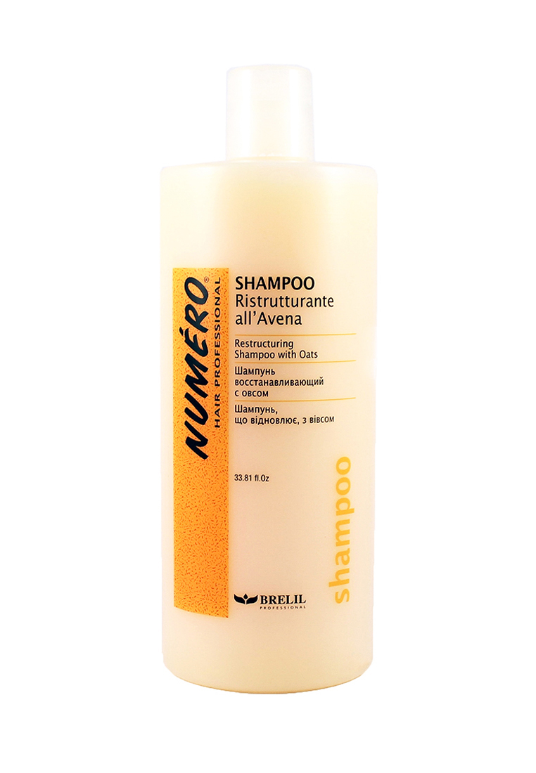 Brelil Шампунь с вытяжкой из овса Numero Oat Shampoo, 1000 млB080080 Brelil Шампунь с вытяжкой из овса Numero Oat Shampoo, 1000 млB080080Шампунь с вытяжкой из овса Brelil Professional рекомендуется использовать для активного восстановления и питания всех типов волос. Средство придает волосам блеск, эластичность и упругость.